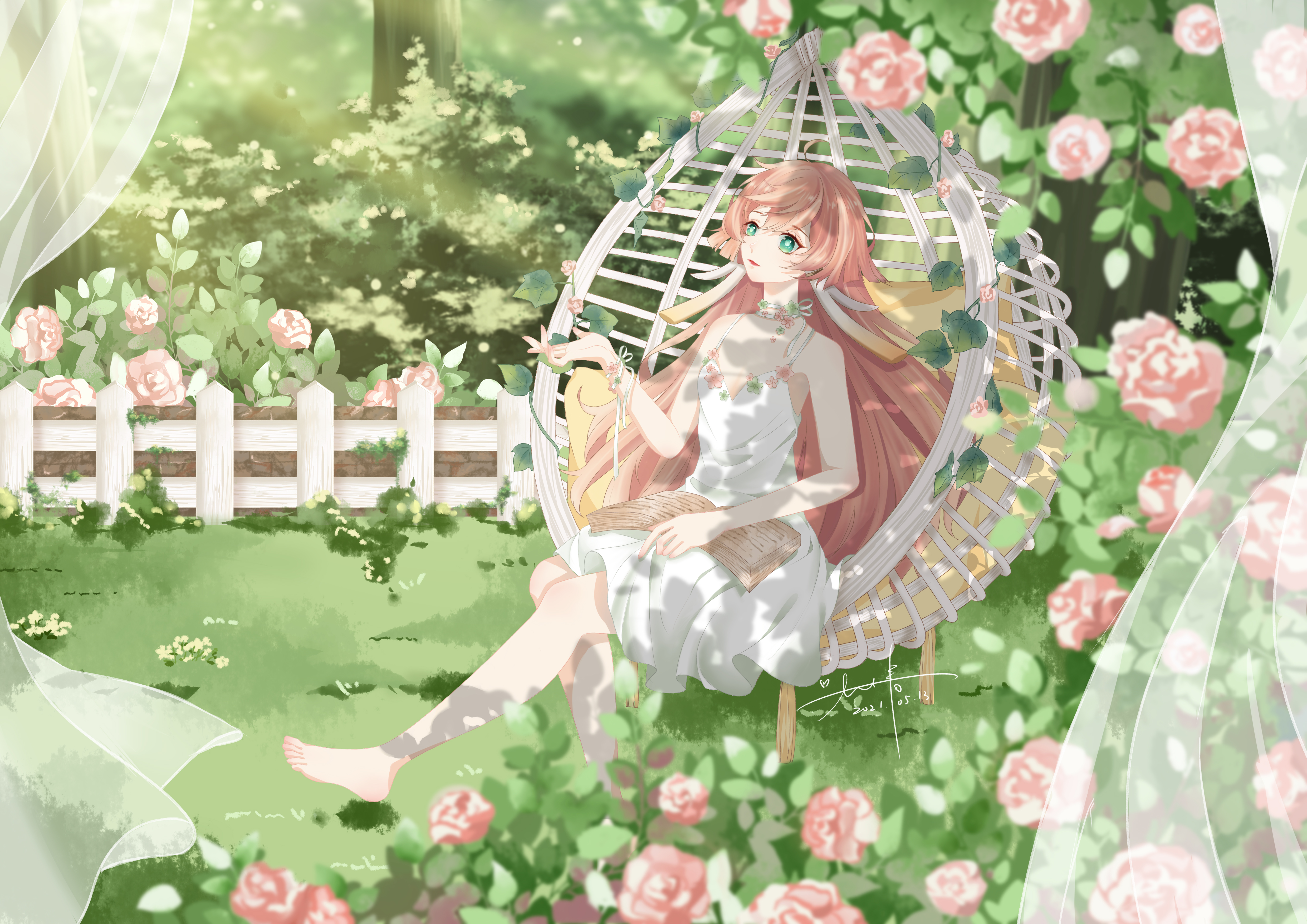 Yanfei (Genshin Impact) 4K in a Rose Garden HD Wallpaper
