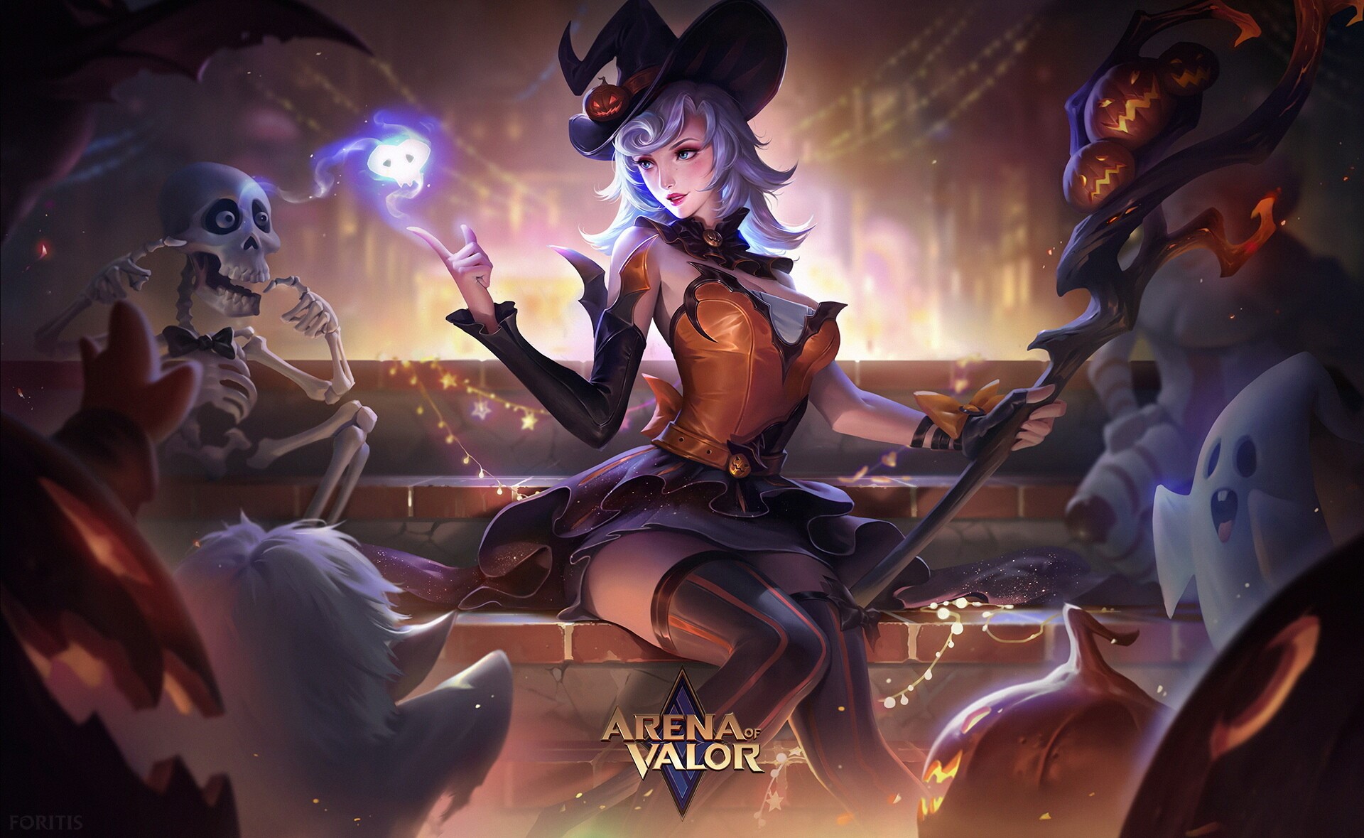 Witch with skeleton and ghosts from Arena of Valor HD Wallpaper