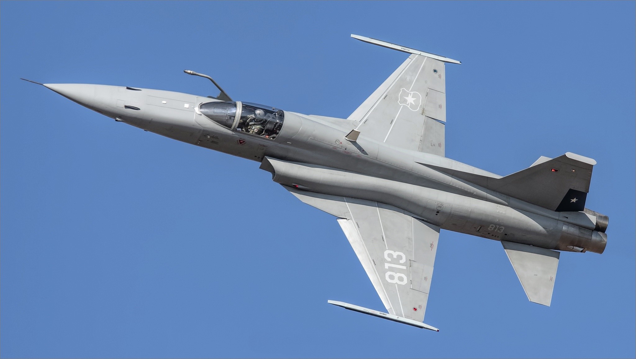 Chilean Air Force F-5E Tiger II fighter jet in flight HD Wallpaper