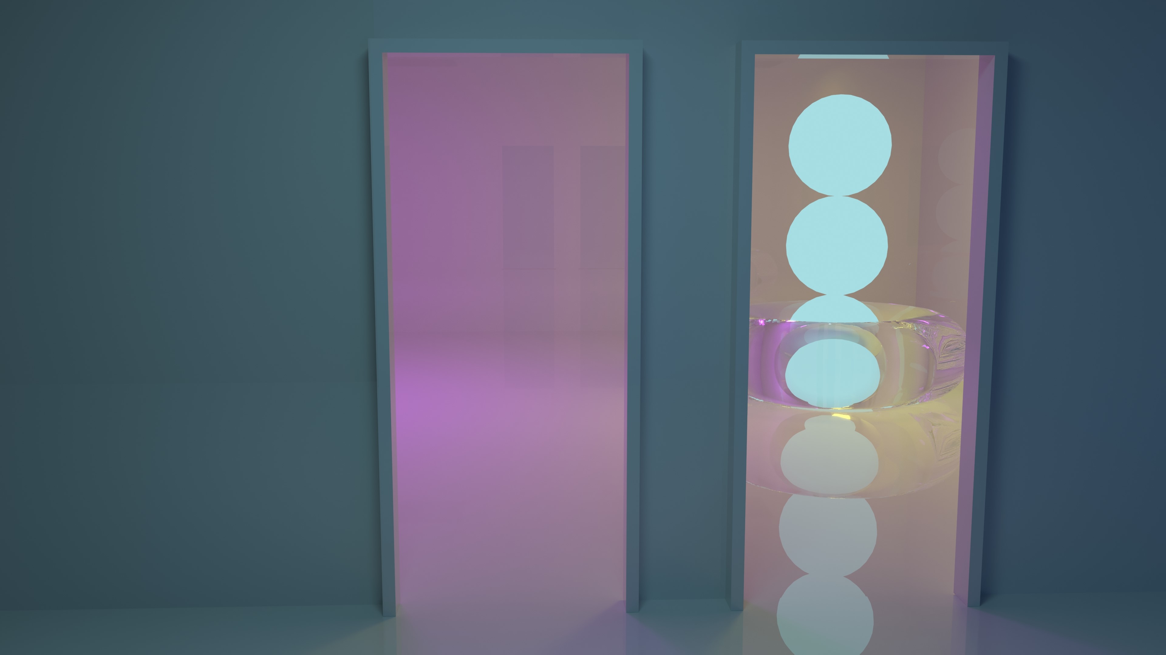 3D render of geometric figures in a room HD Wallpaper