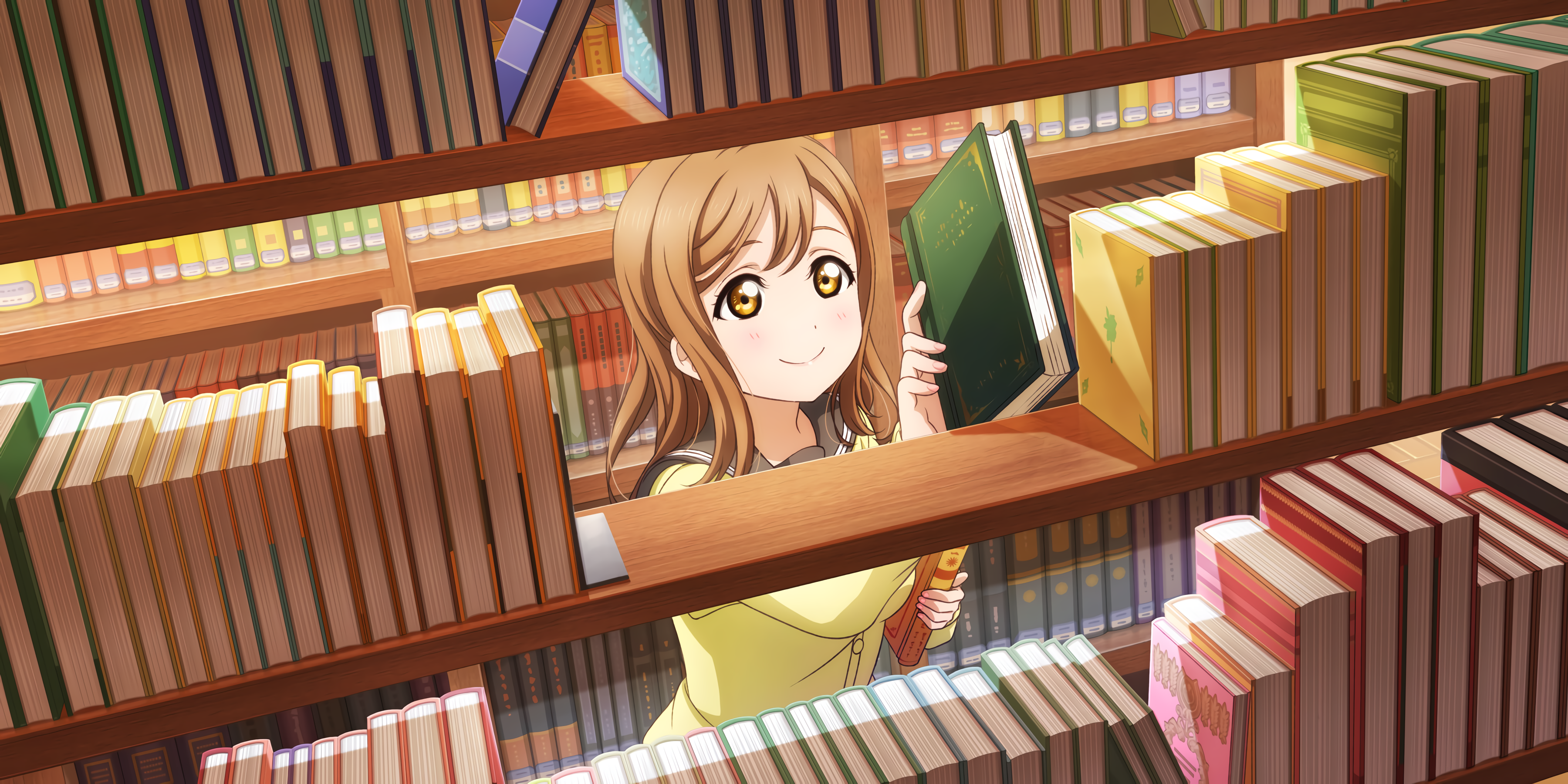 Kunikida Hanamaru from Love Live! Sunshine!! in a library HD Wallpaper