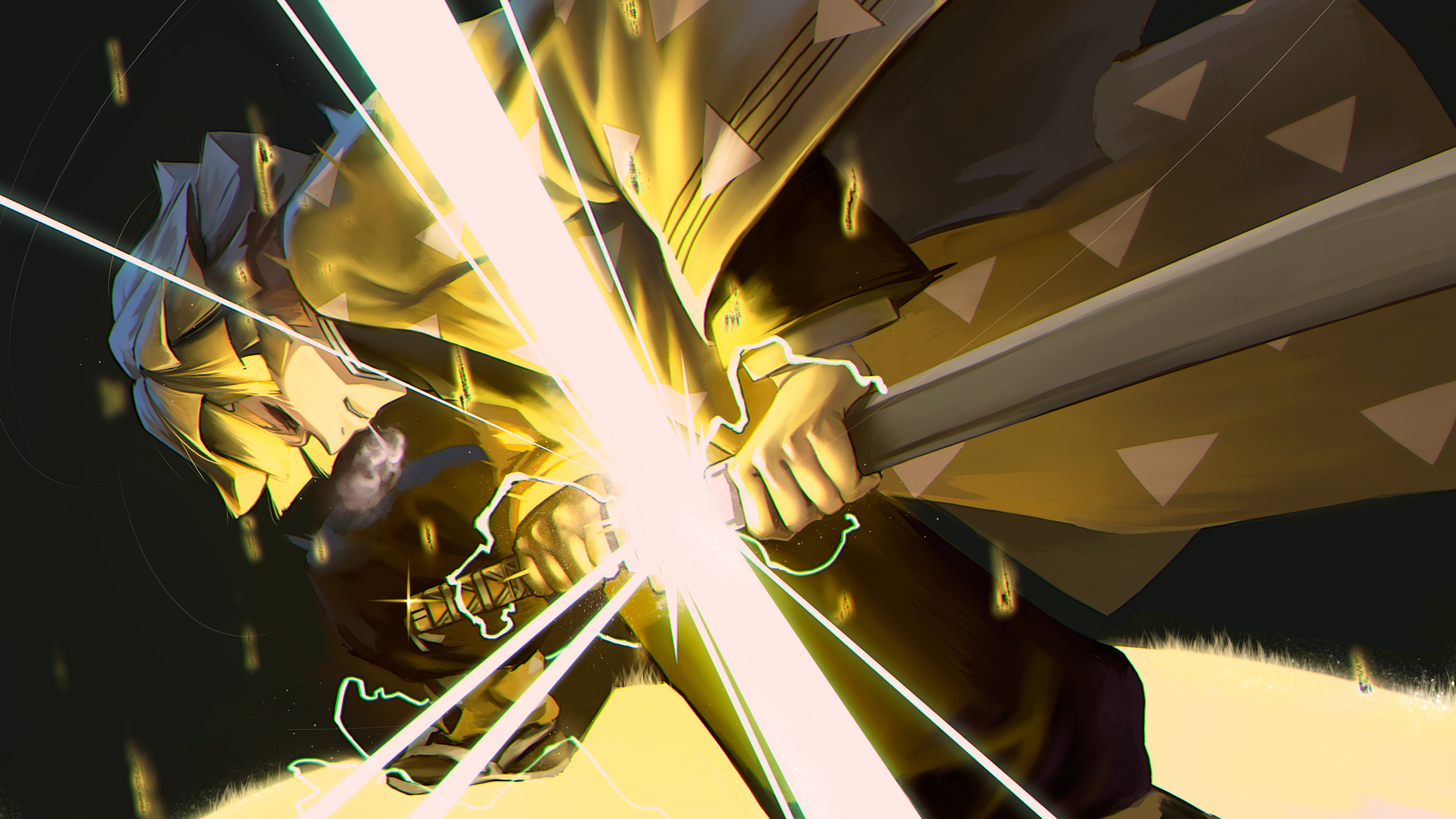 Zenitsu Agatsuma from Kimetsu no Yaiba with lightning HD Wallpaper