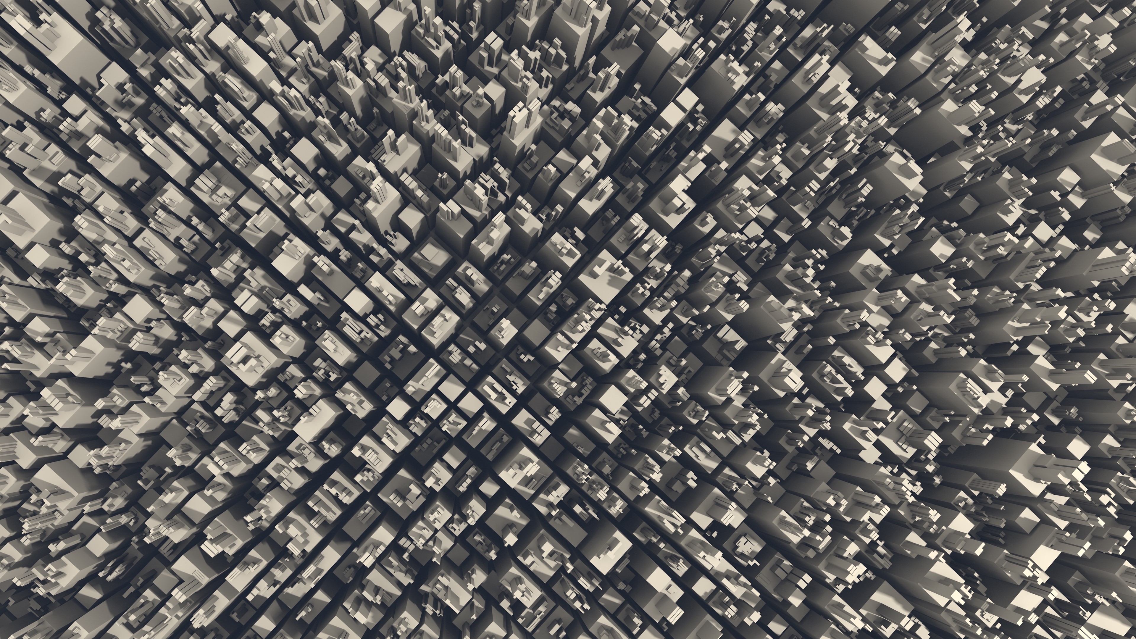 4K abstract 3D city top view HD Wallpaper