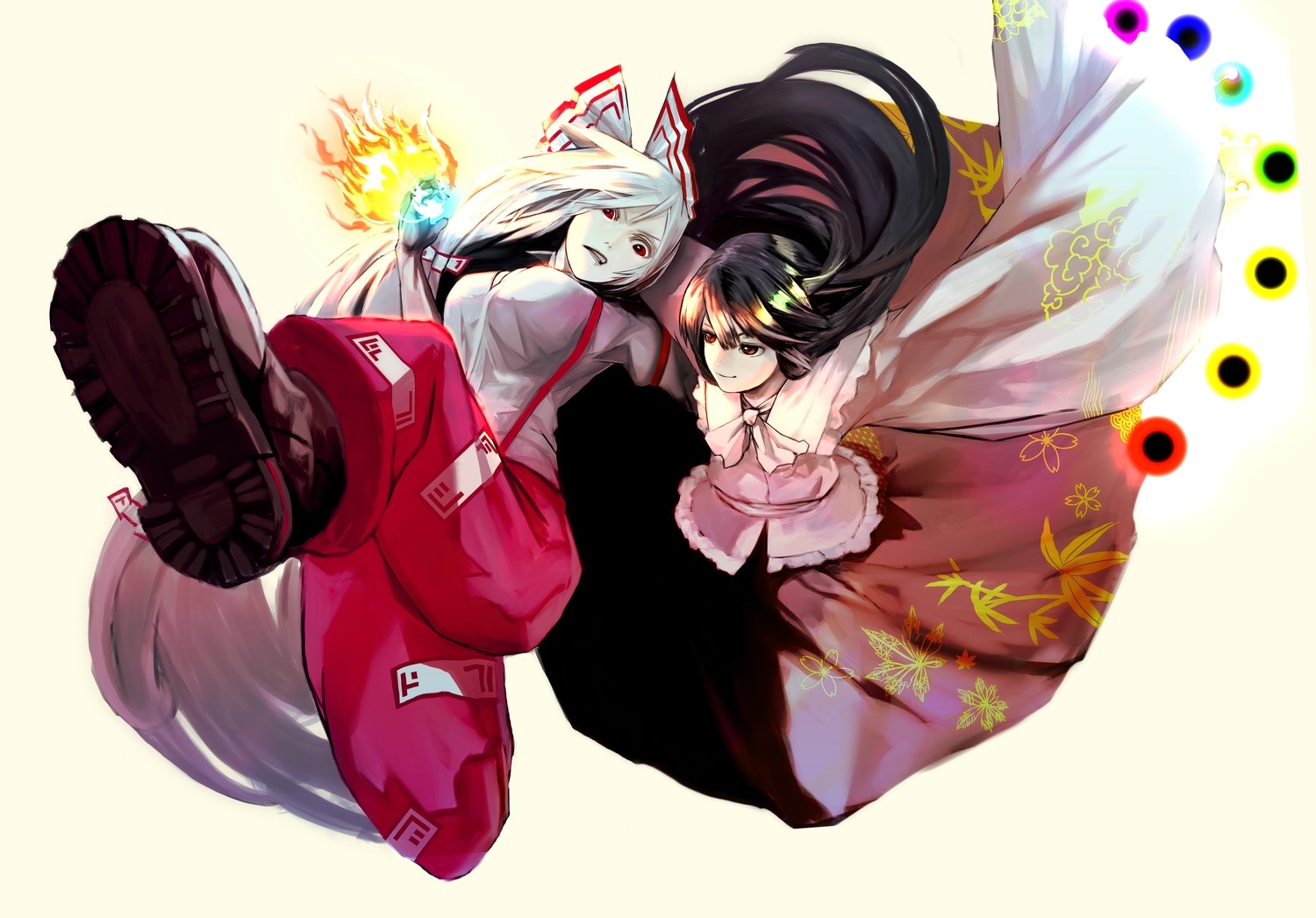 Fujiwara no Mokou and another girl from Touhou HD Wallpaper