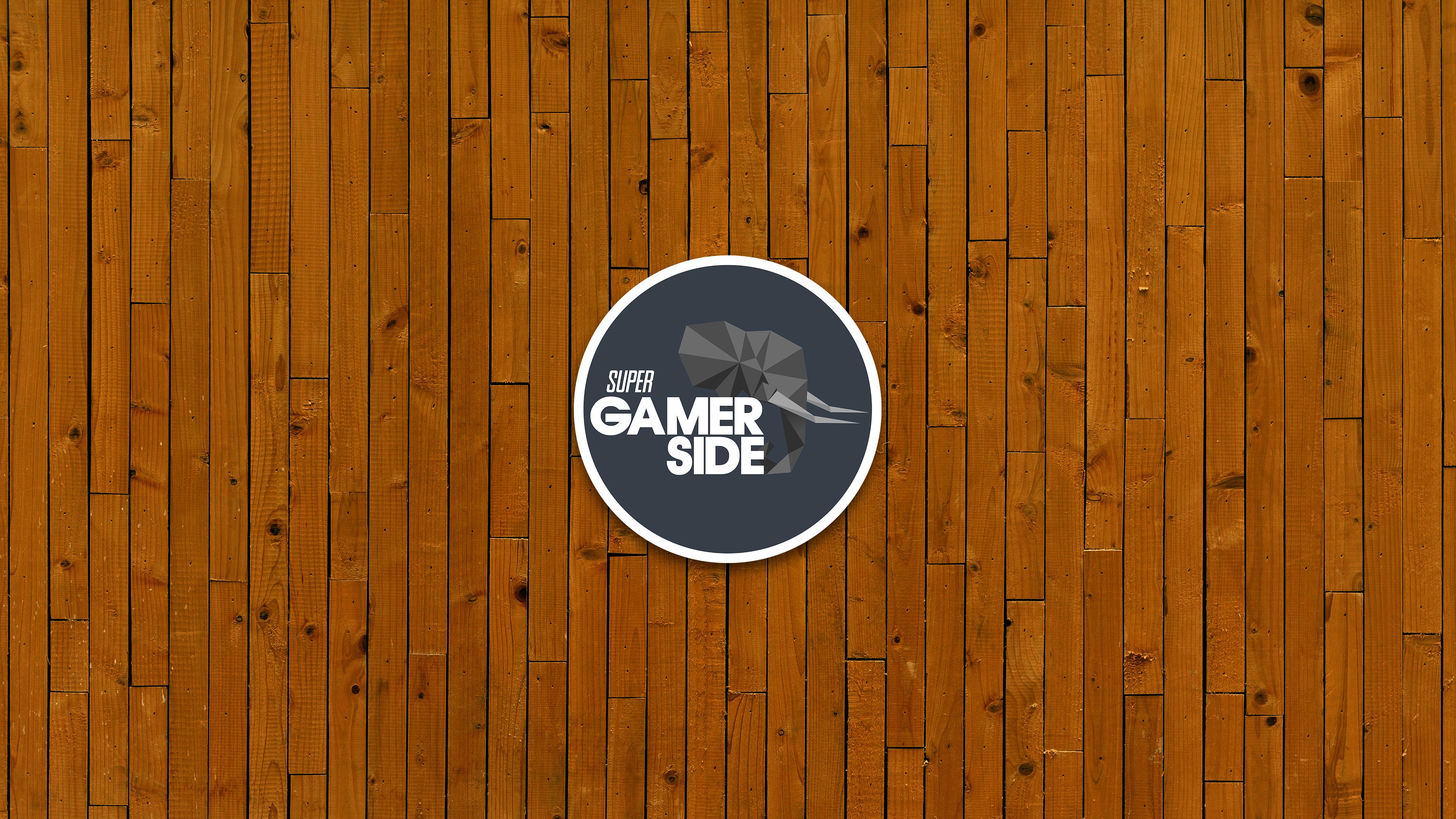 Super Gamer Side logo with elephant on wood background HD Wallpaper