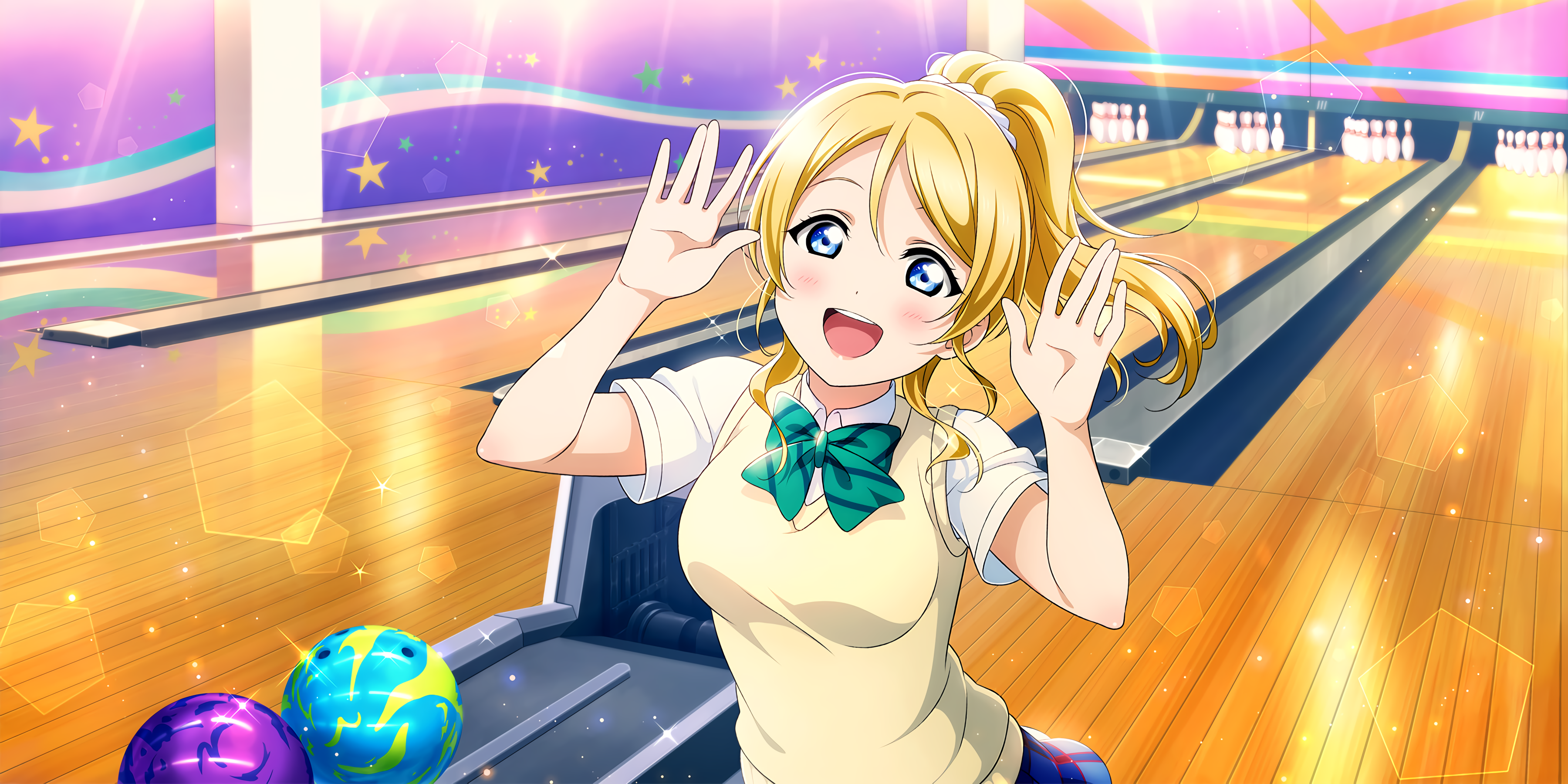 Ayase Eli from Love Live! in a bowling alley HD Wallpaper