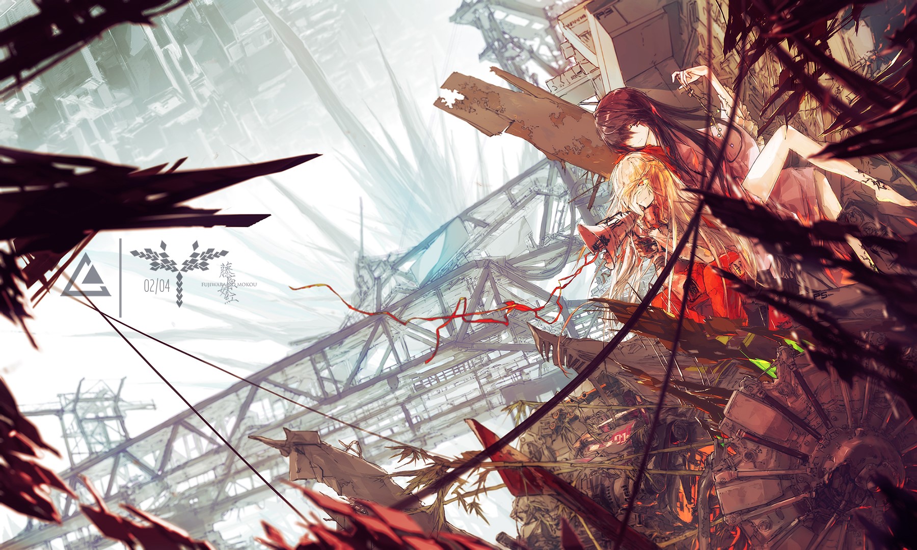 Houraisan Kaguya and Fujiwara no Mokou from Touhou HD Wallpaper