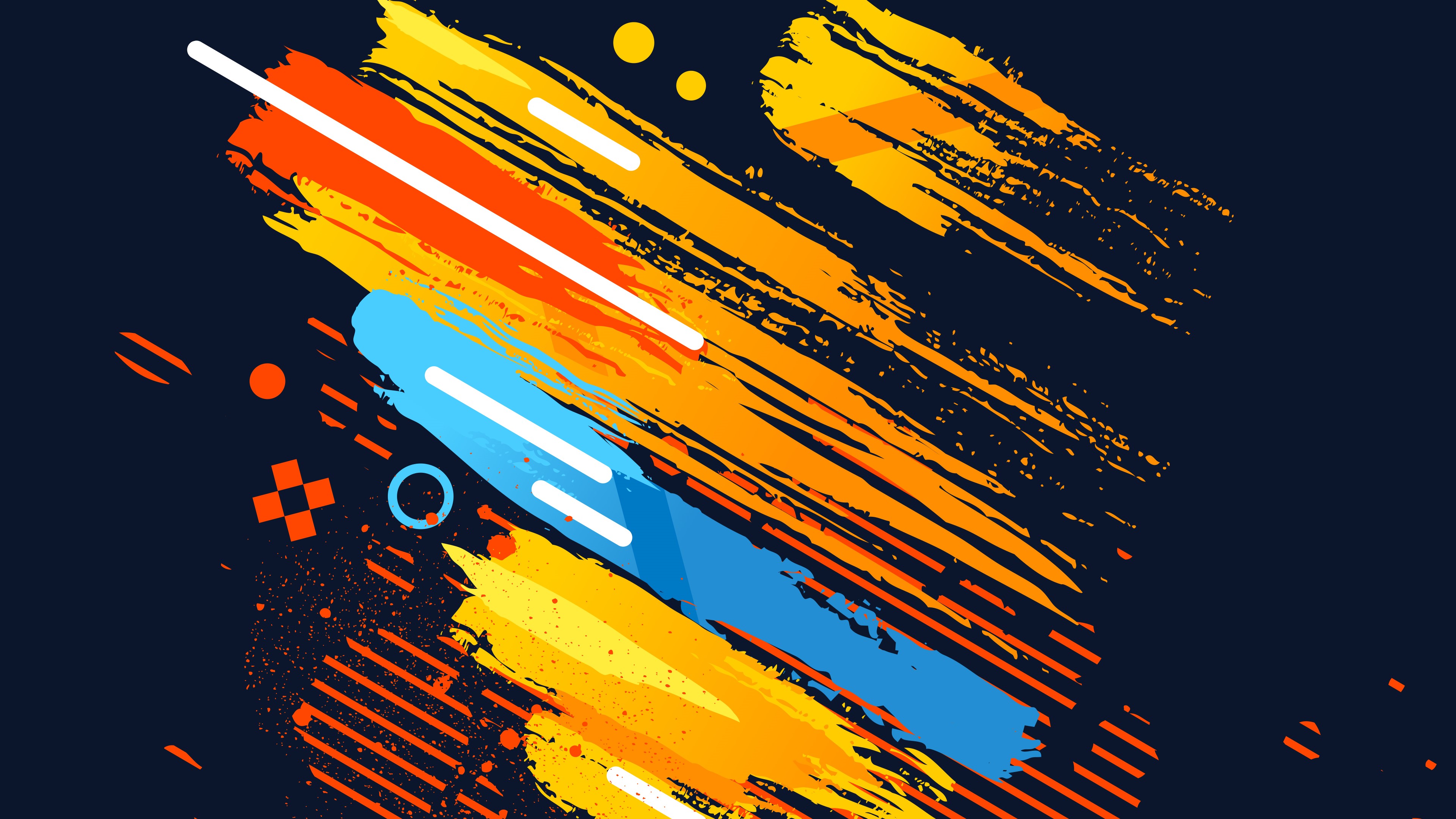 Abstract colorful brush strokes and geometric shapes HD Wallpaper