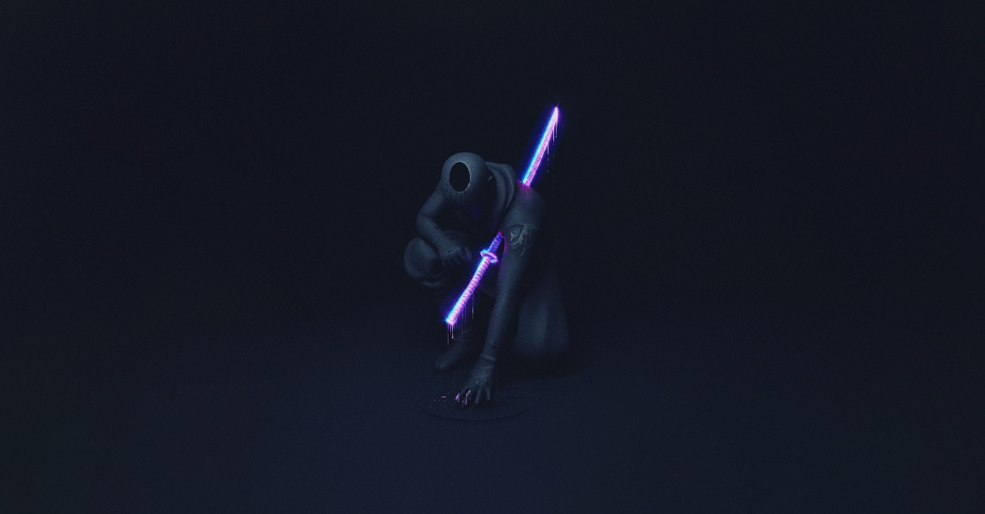 Dark figure with glowing sword HD Wallpaper