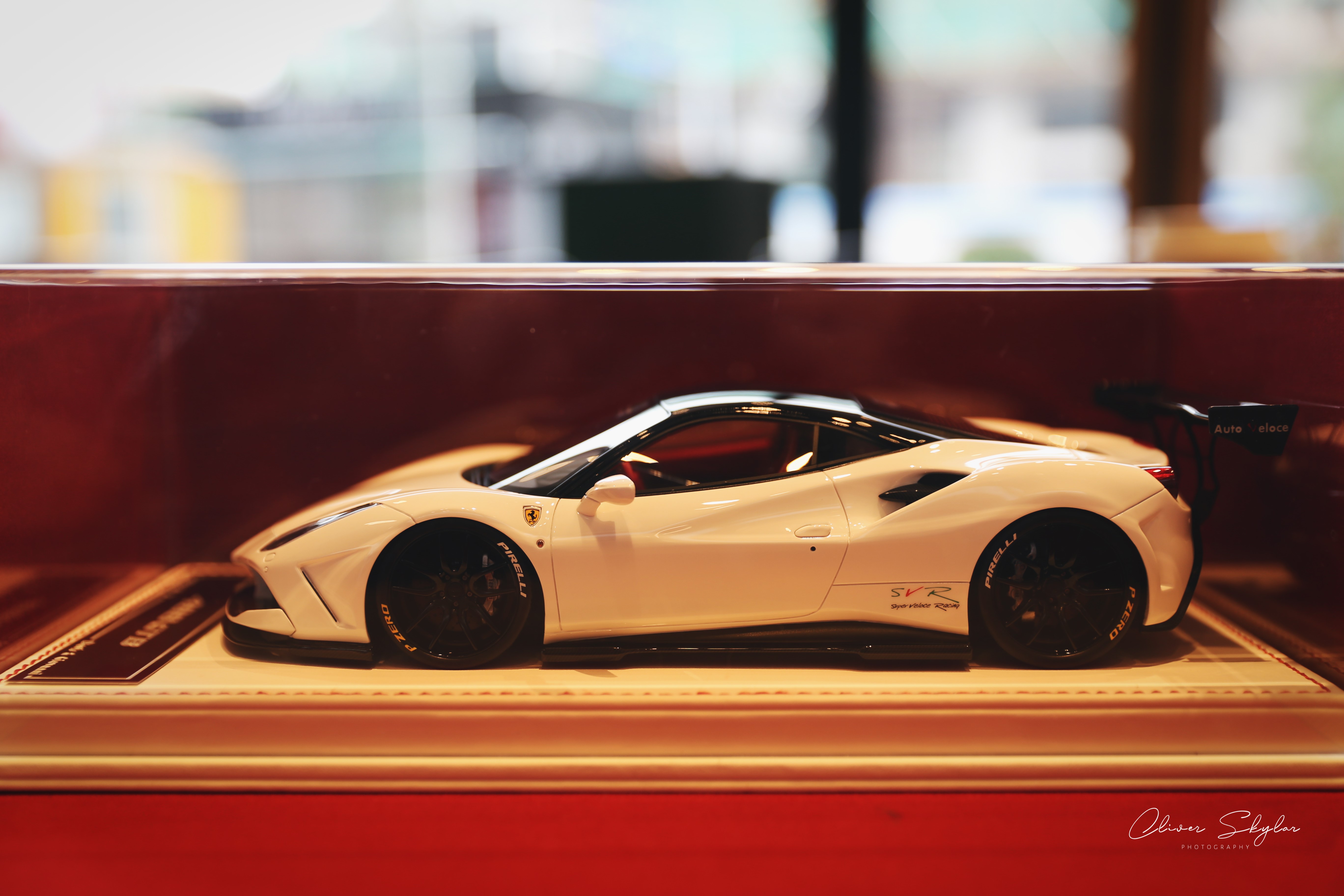 White Ferrari 488 SVR Scale Model HD Wallpaper