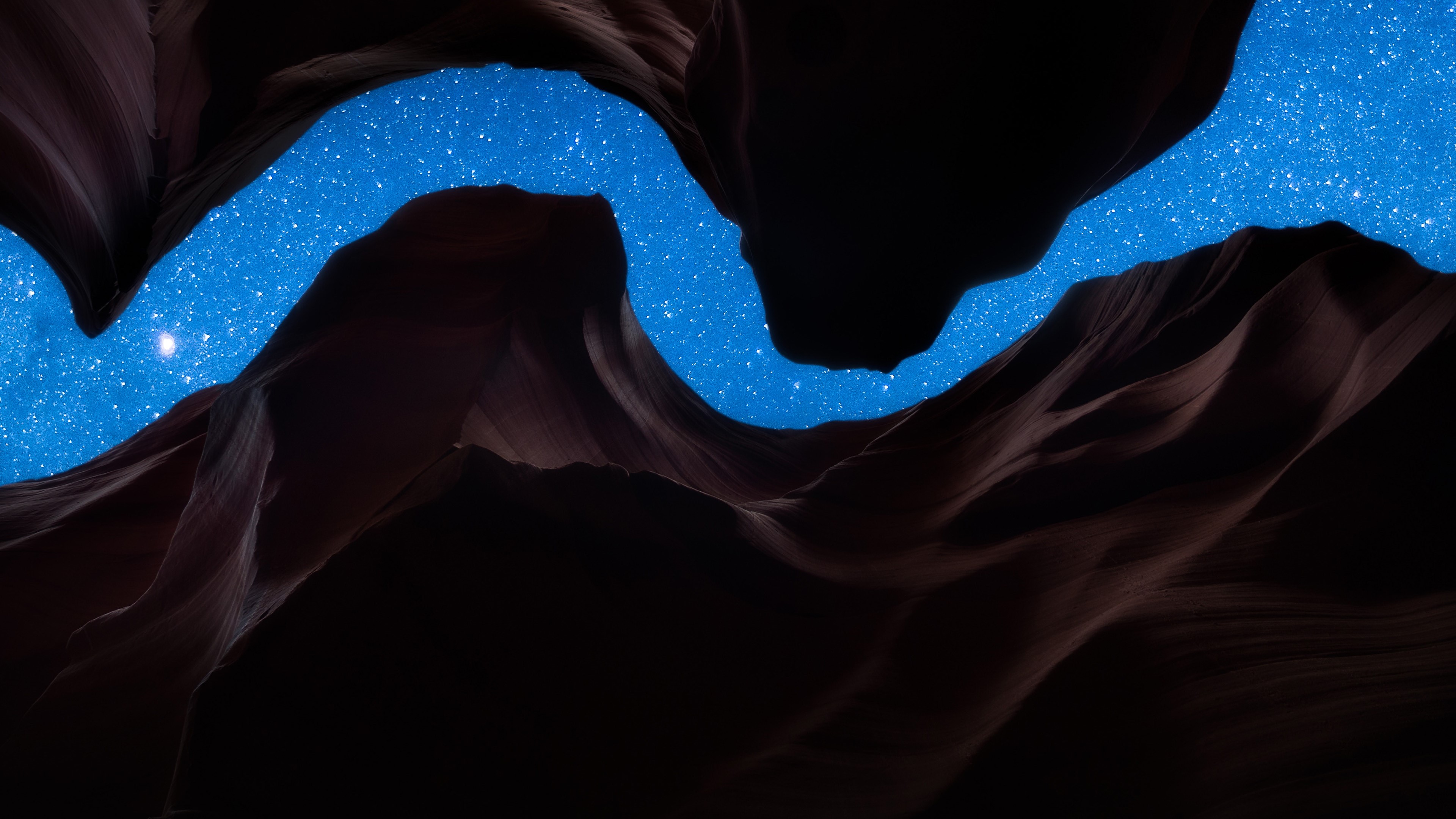 Canyon with stars and moon HD Wallpaper