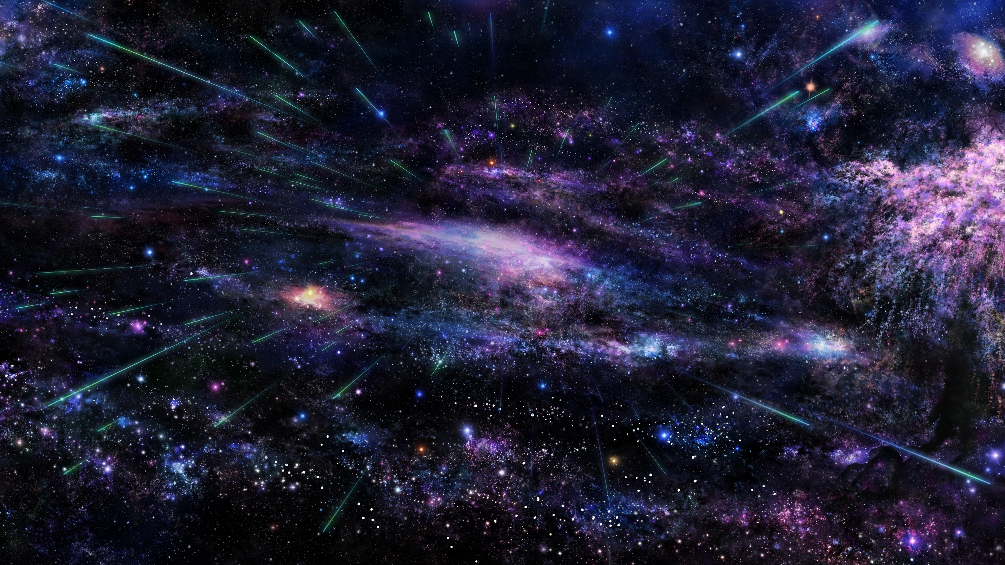 4K Space Nebula with Shooting Stars HD Wallpaper