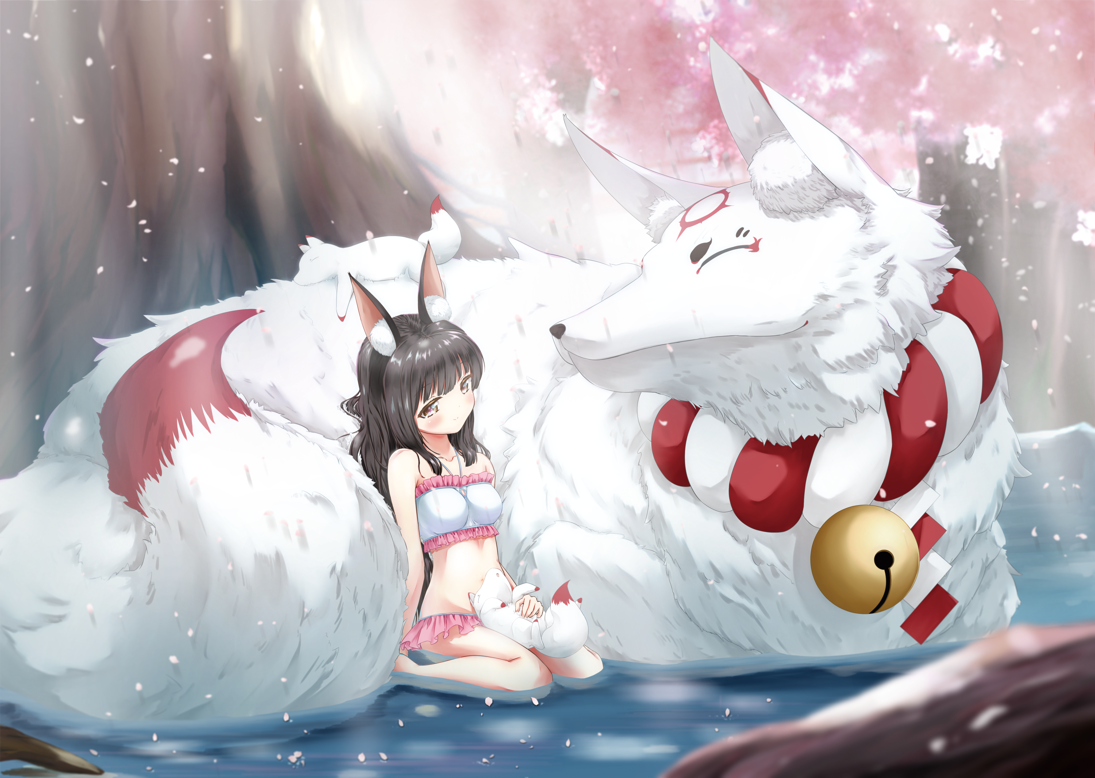 Nagato from Azur Lane with a Kitsune HD Wallpaper