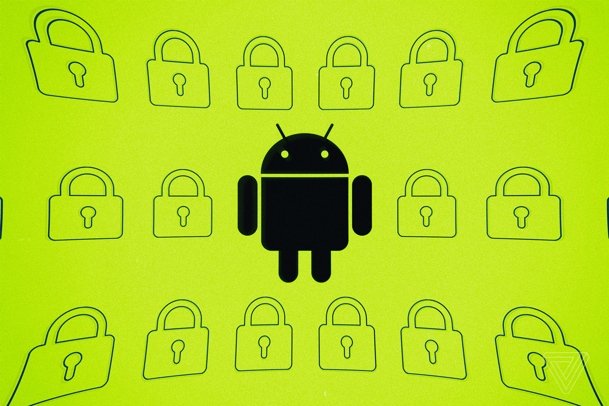 Android Logo Surrounded by Padlocks HD Wallpaper