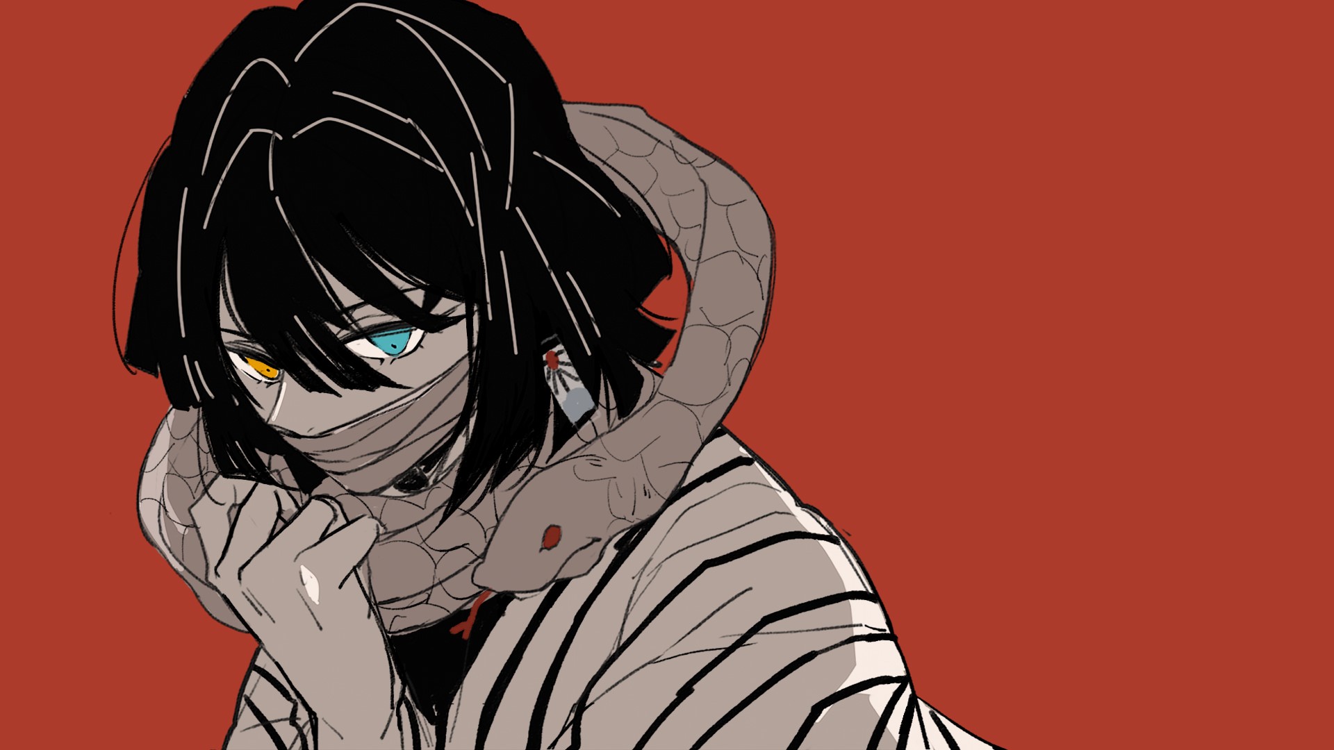 Obanai Iguro from Kimetsu no Yaiba with Kaburamaru HD Wallpaper
