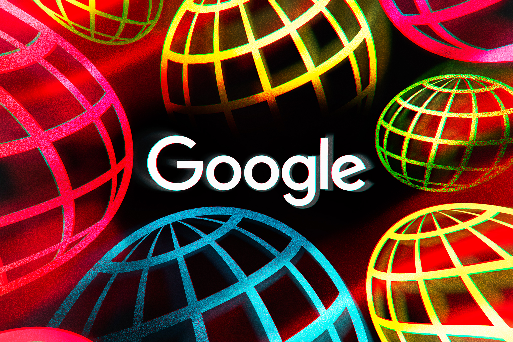 Google logo with abstract globes HD Wallpaper