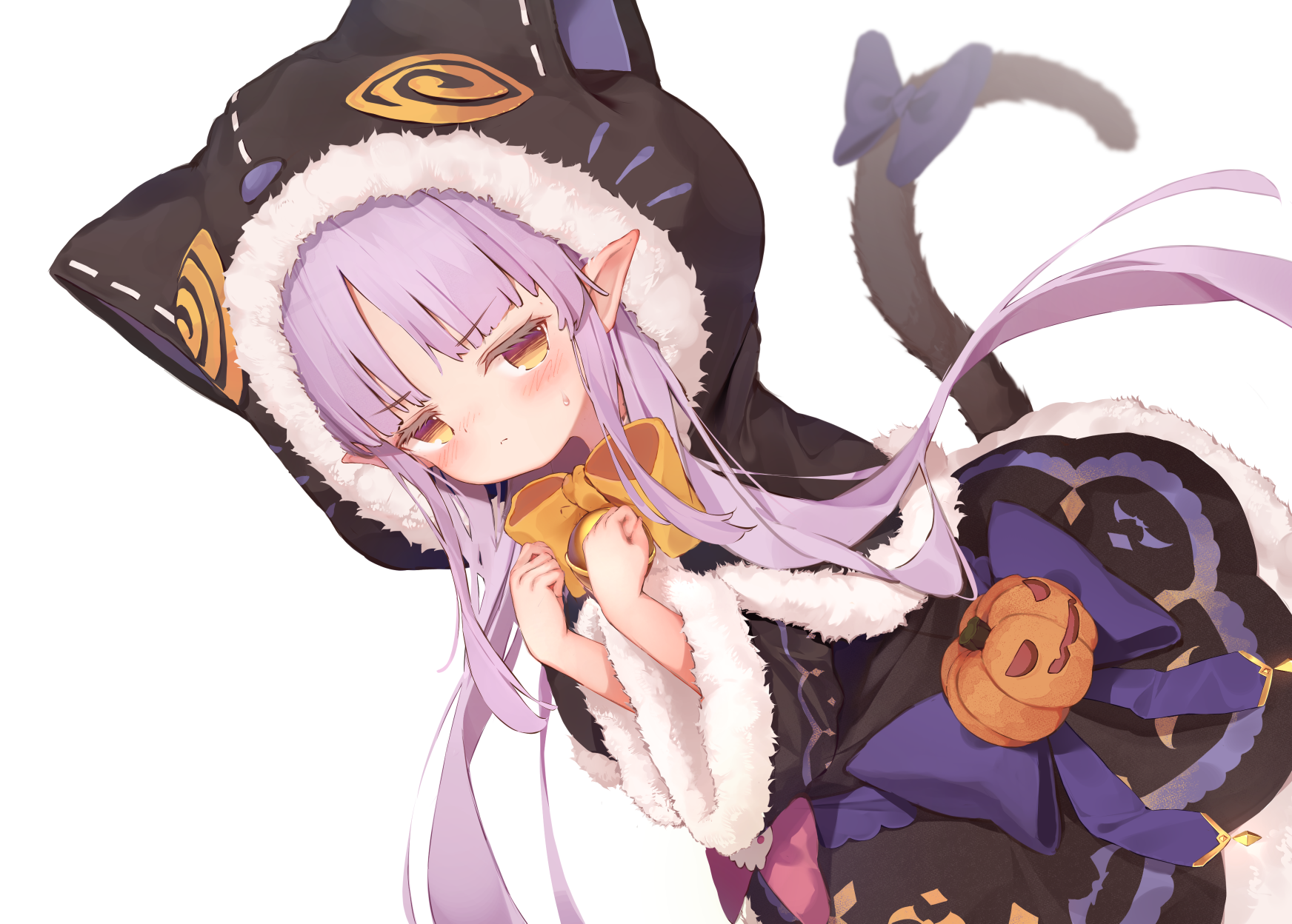 Girl with purple hair and cat ears costume HD Wallpaper
