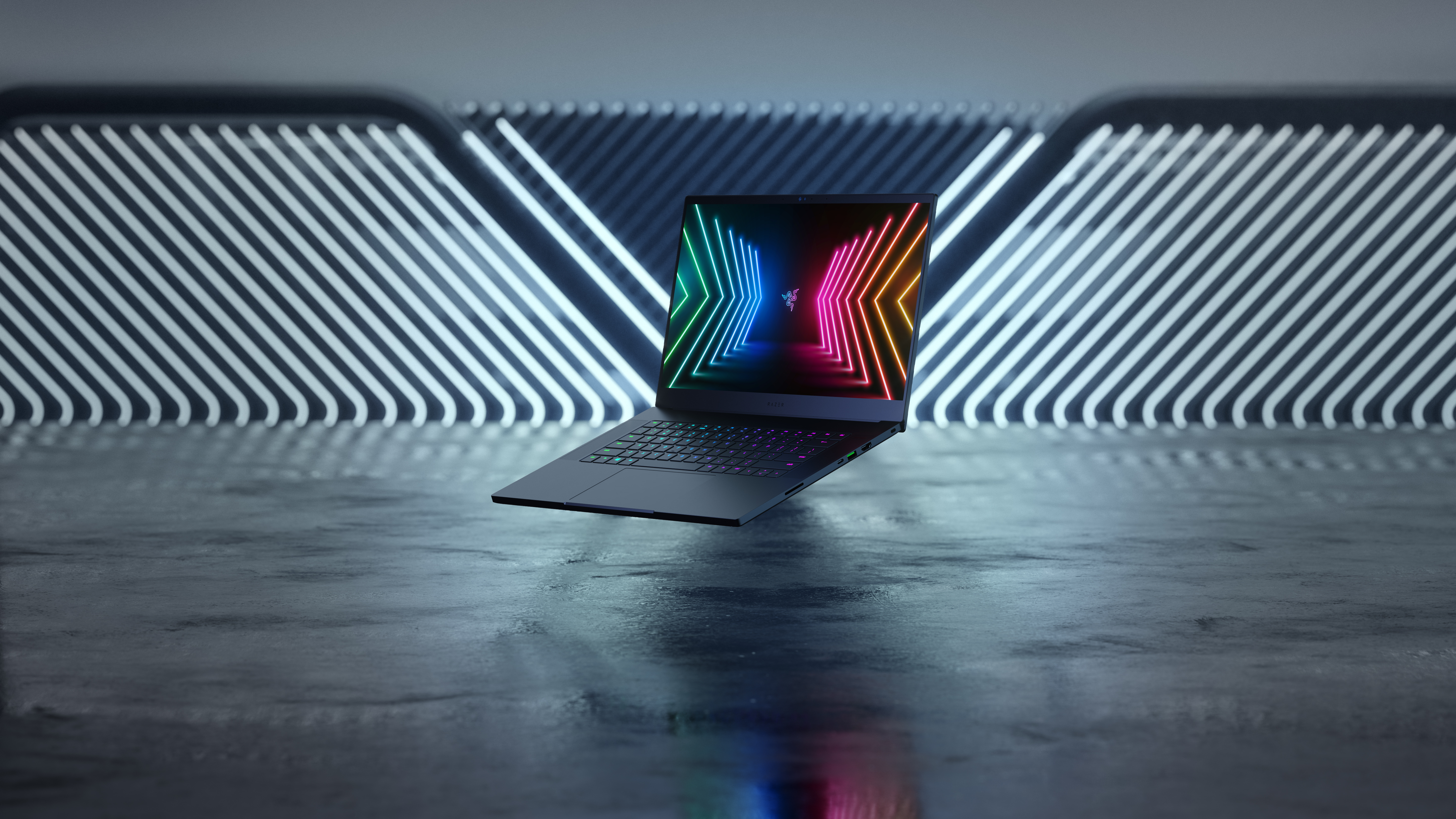 Razer 4K Laptop with Neon Background HD Wallpaper