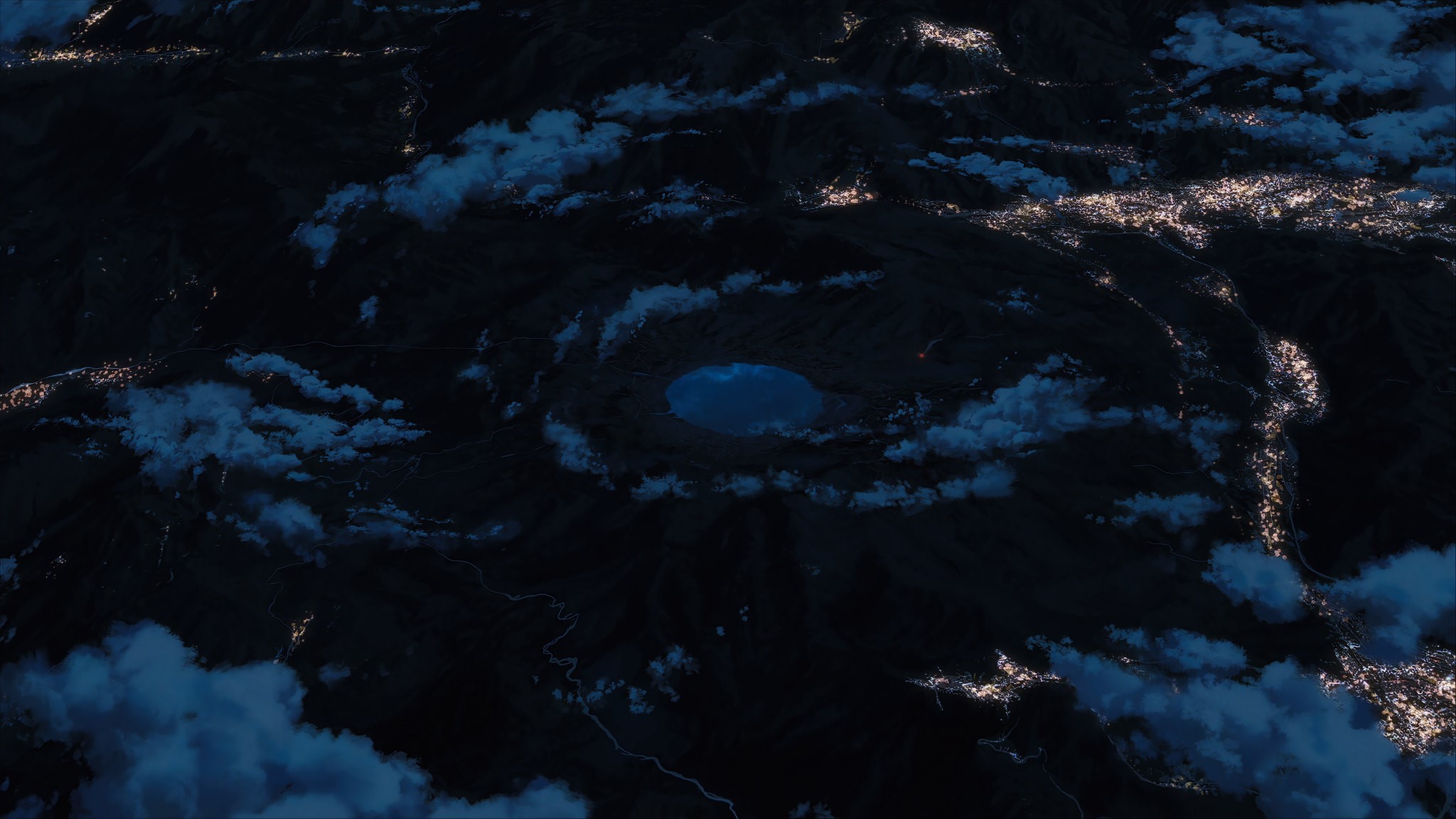 Kimi no Na Wa landscape with clouds at night HD Wallpaper