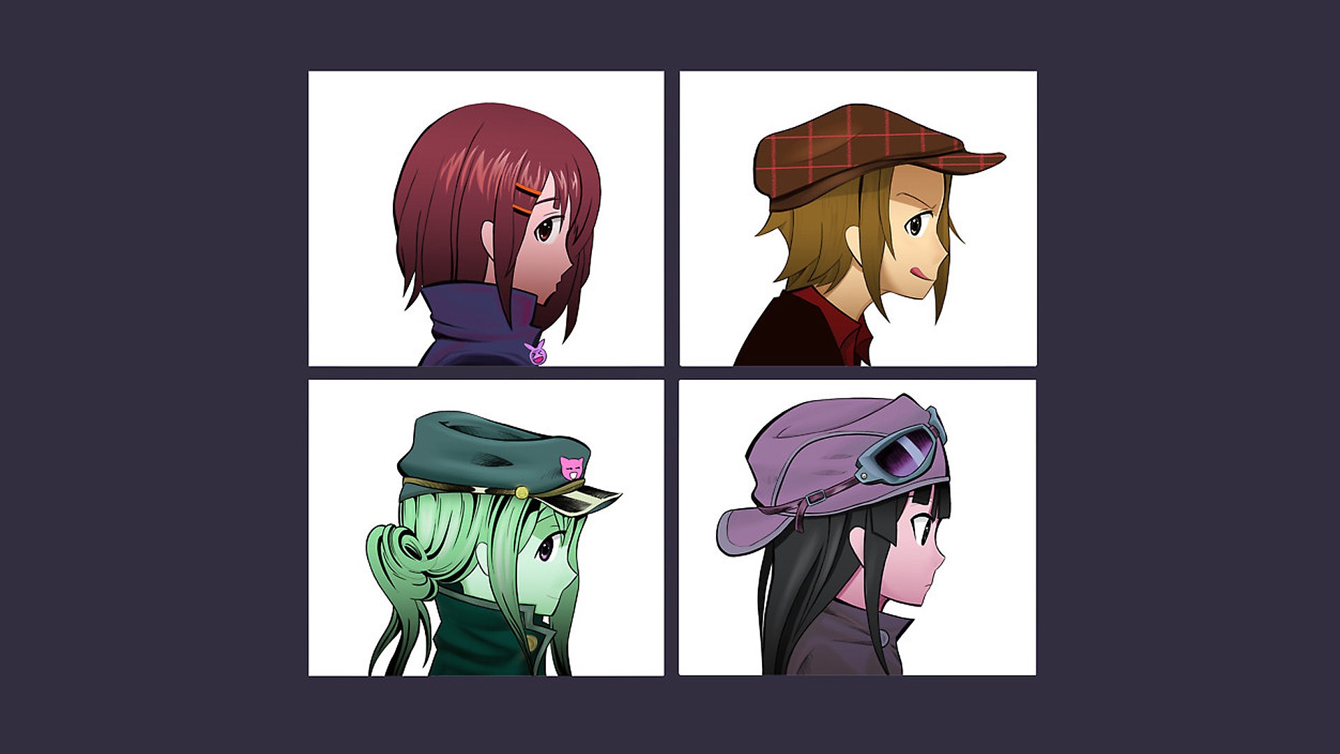 K-ON! characters in a four-panel art style HD Wallpaper