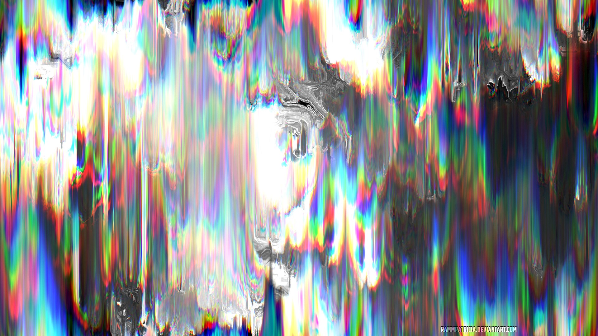 Abstract Glitch Art with Iridescent Colors HD Wallpaper