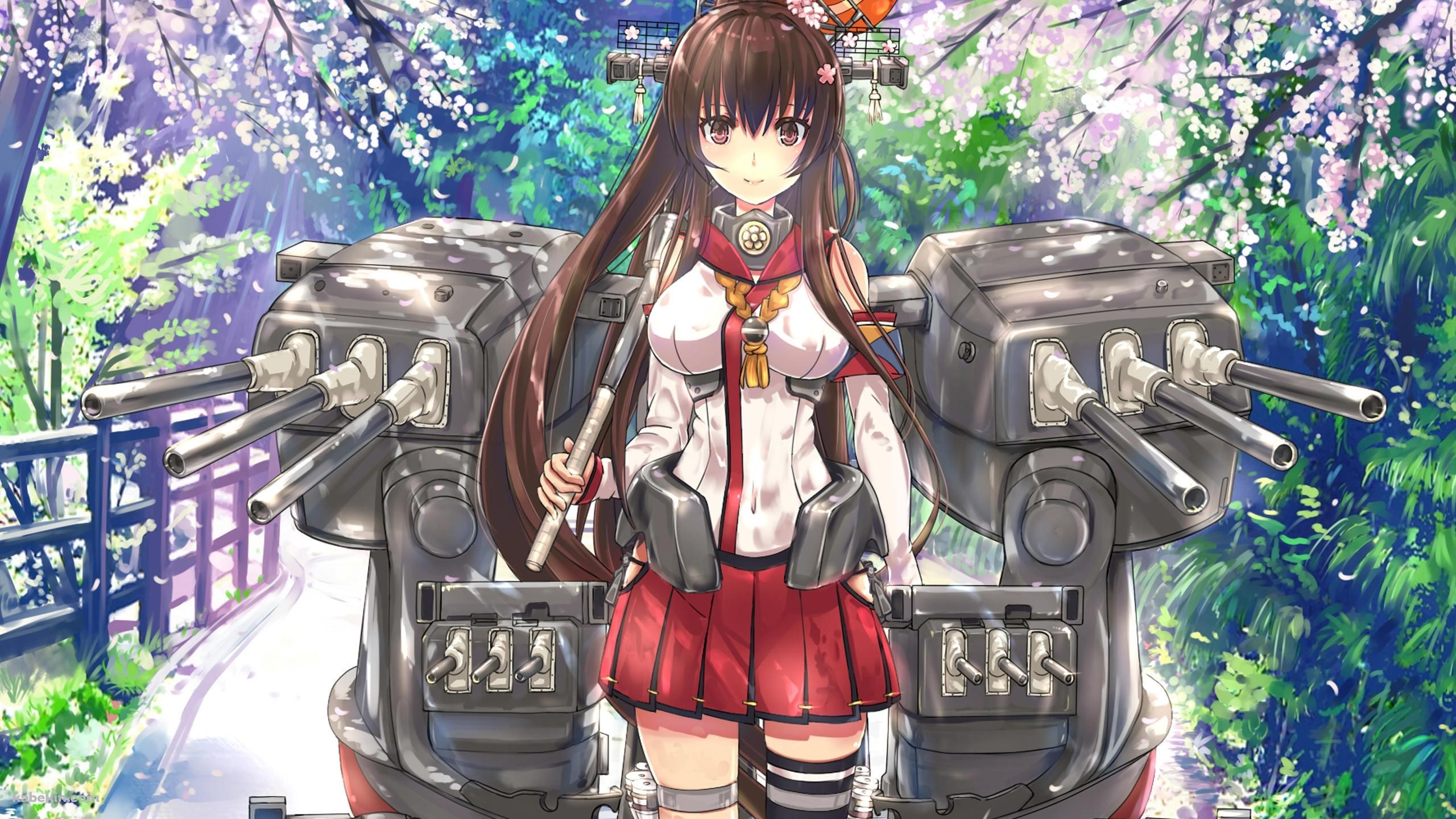 Kantai Collection anime girl with cannons HD Wallpaper