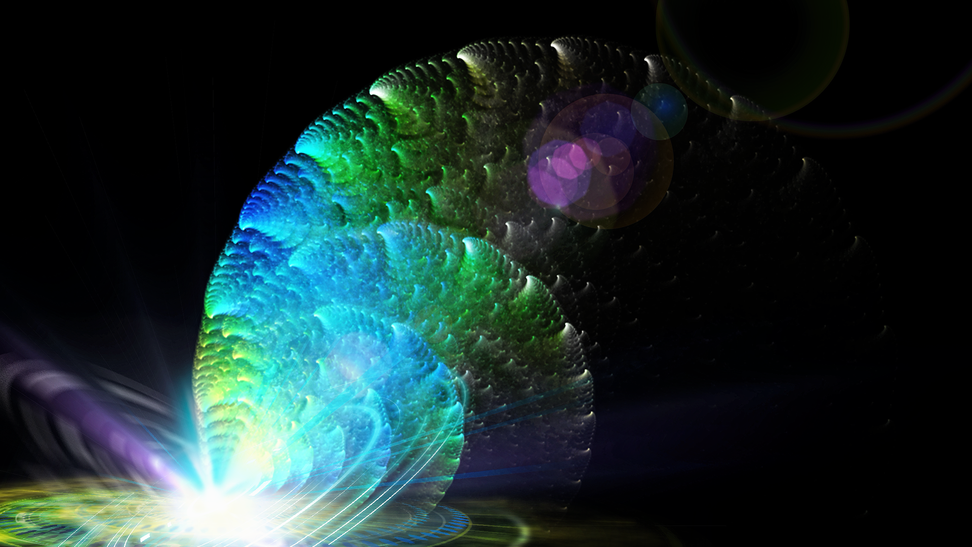 Abstract fractal with blue and green colors HD Wallpaper