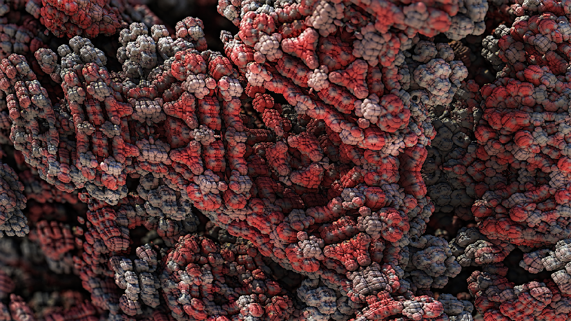 3D fractal abstract red and gray structure HD Wallpaper