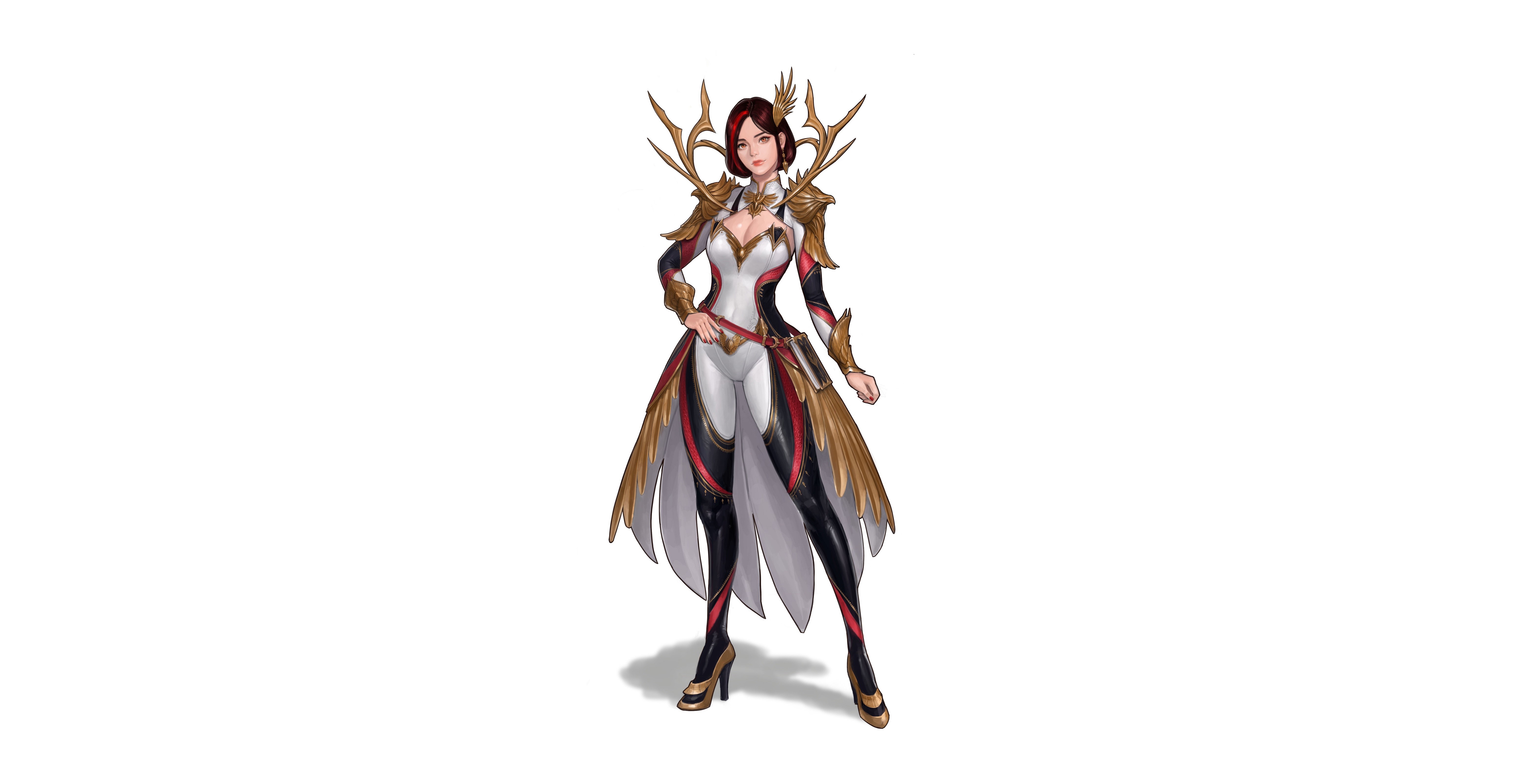 Fantasy art of a woman in ornate armor HD Wallpaper