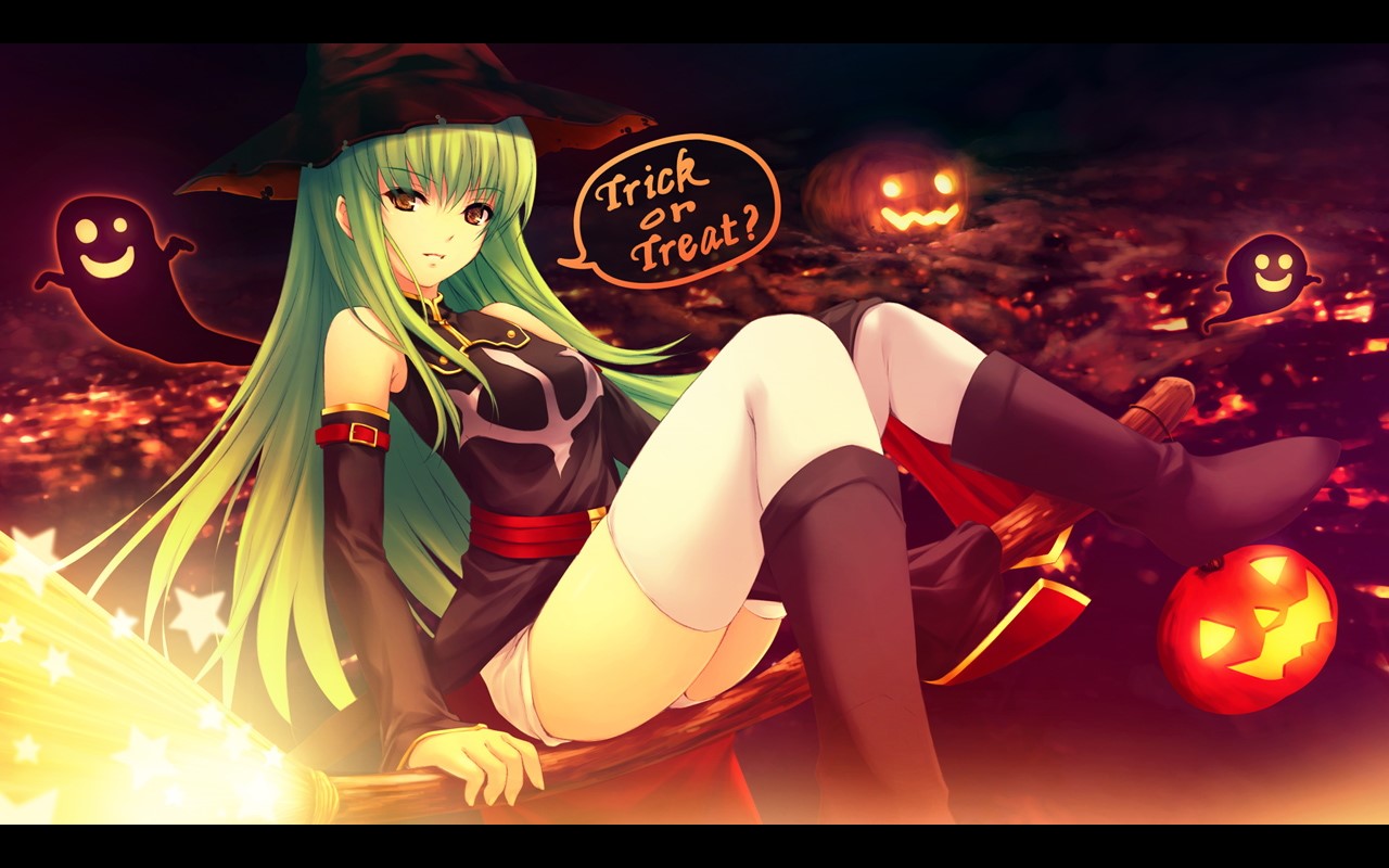 C.C. from Code Geass in Halloween costume HD Wallpaper