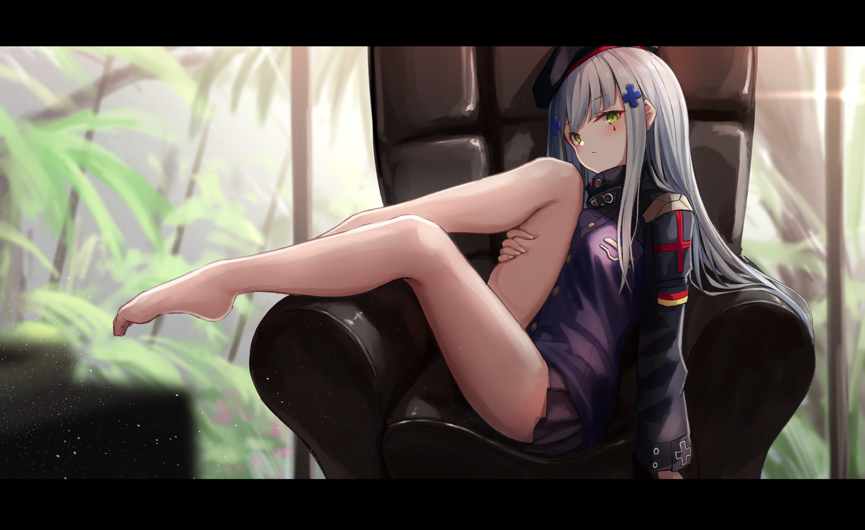 HK416 from Girls Frontline sitting in a chair HD Wallpaper