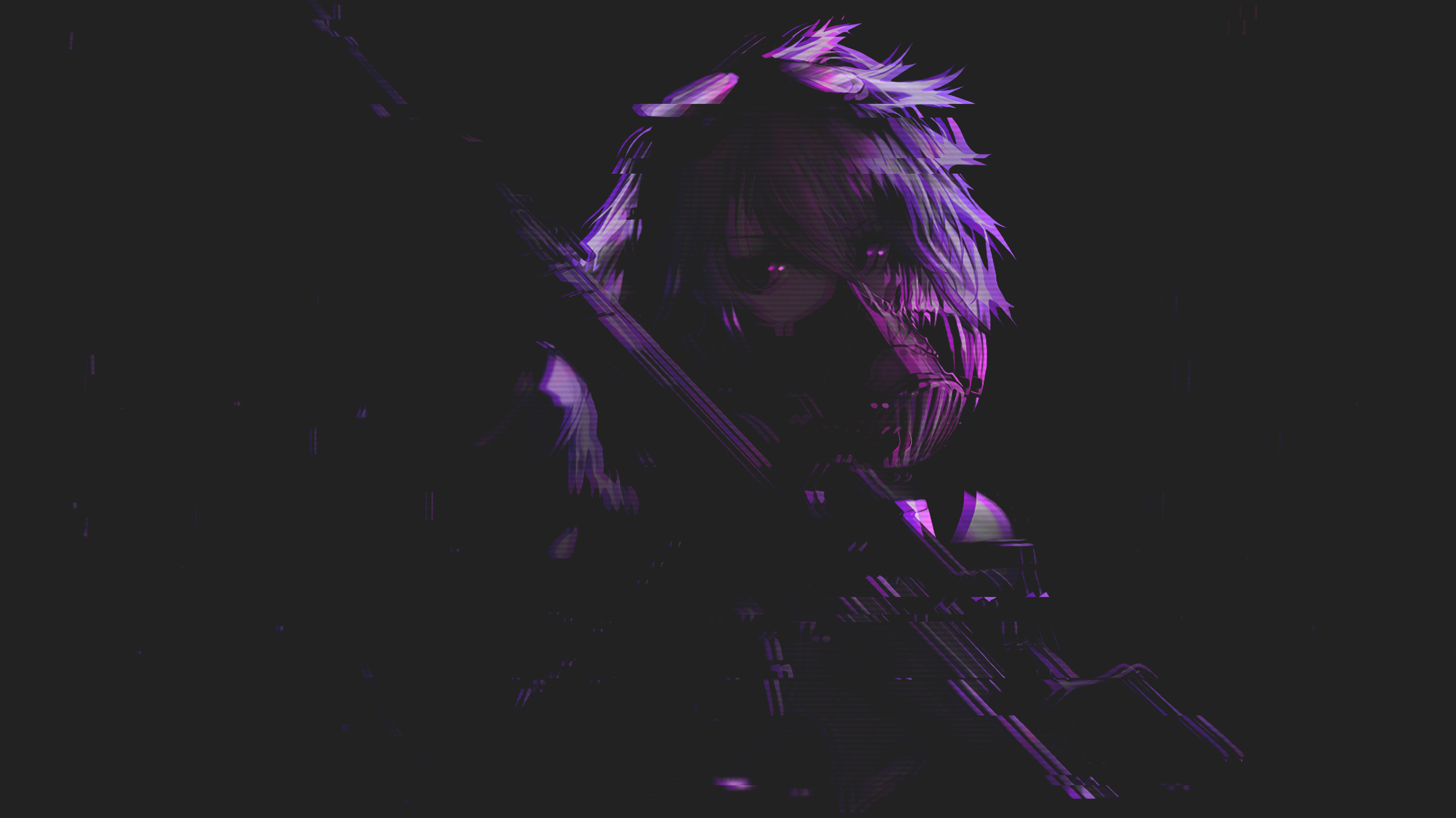 Anime girl with purple hair and sniper rifle HD Wallpaper