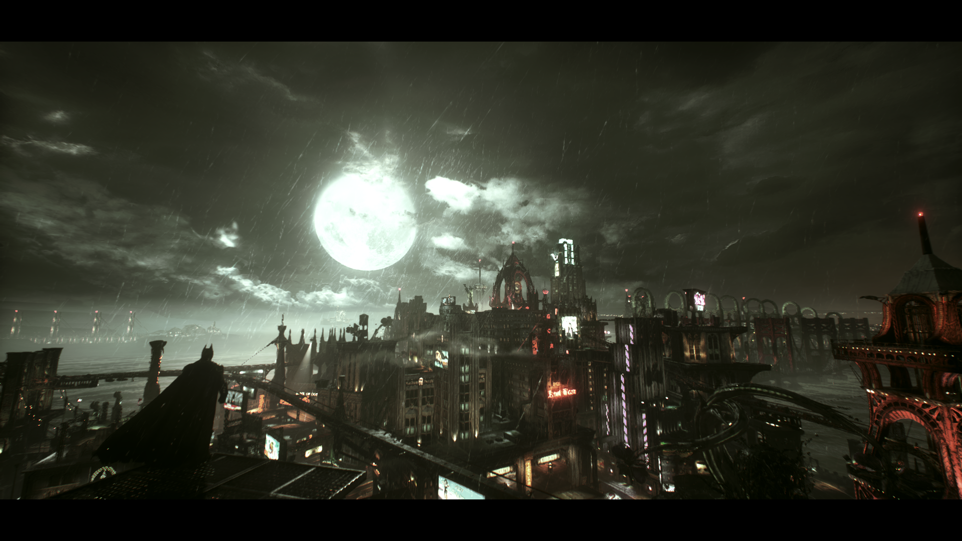 Batman from Batman: Arkham City on a rooftop HD Wallpaper
