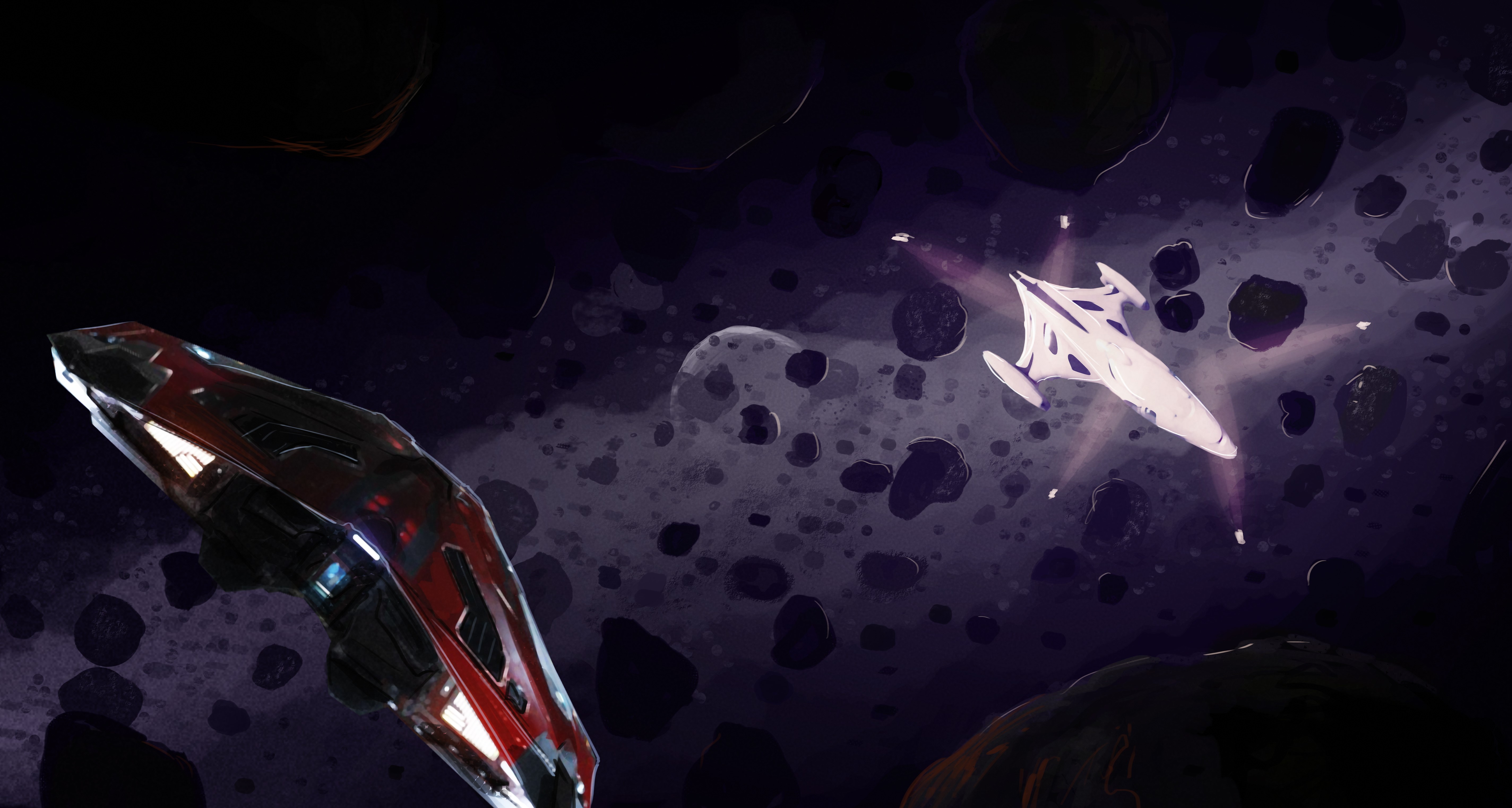 Elite: Dangerous 4K spaceship battle HD Wallpaper