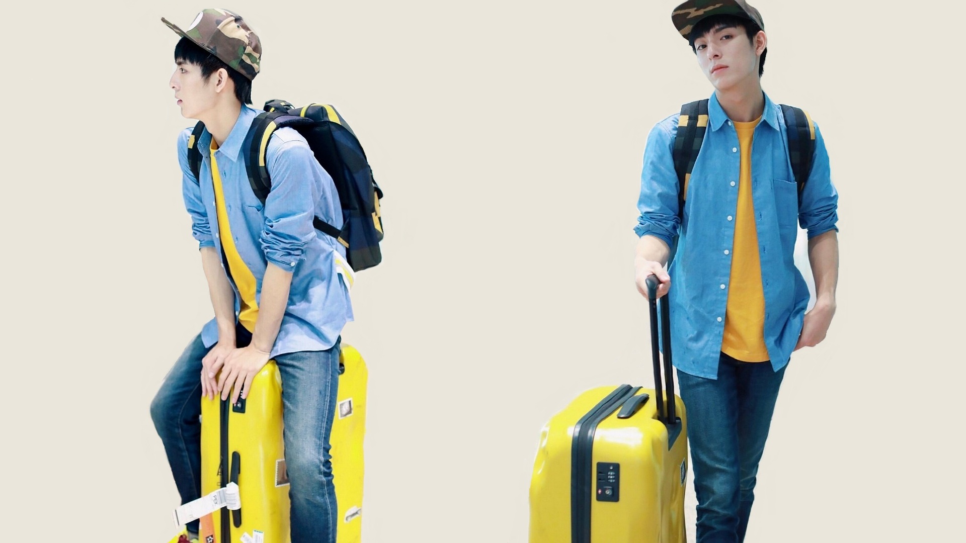 Wang Hao Xuan with luggage HD Wallpaper