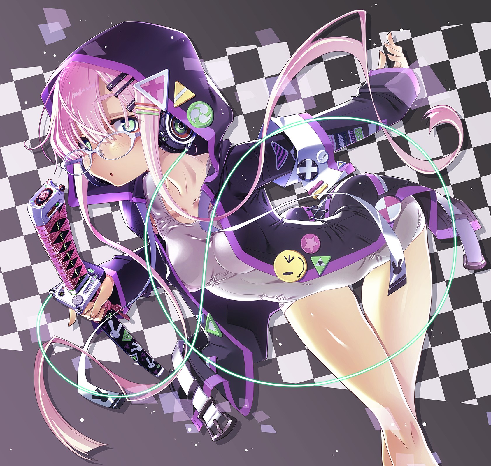 Anime girl with pink hair holding a sword HD Wallpaper