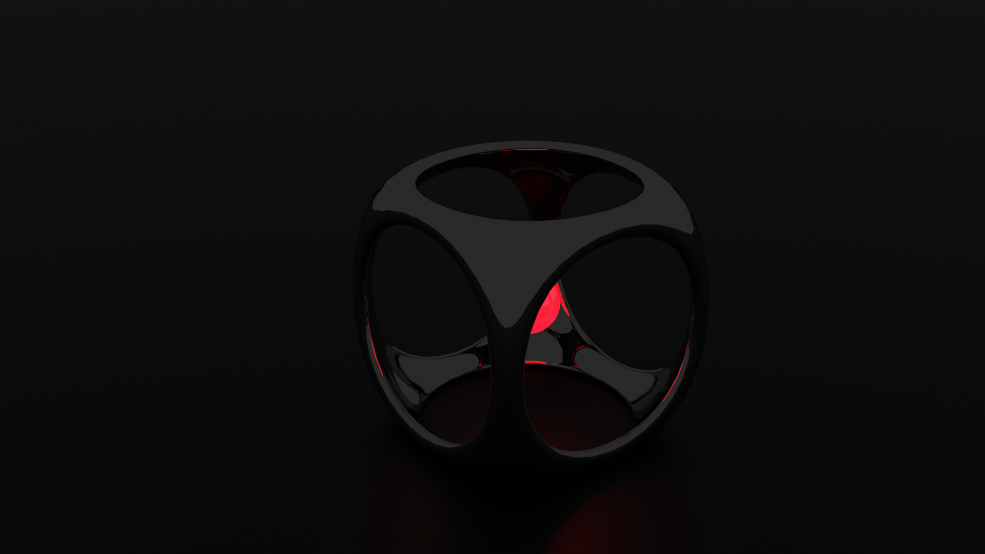 Abstract black cube with red glowing interior HD Wallpaper