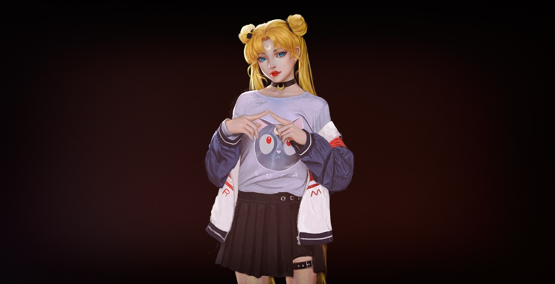 Sailor Moon character with cat graphic t-shirt HD Wallpaper