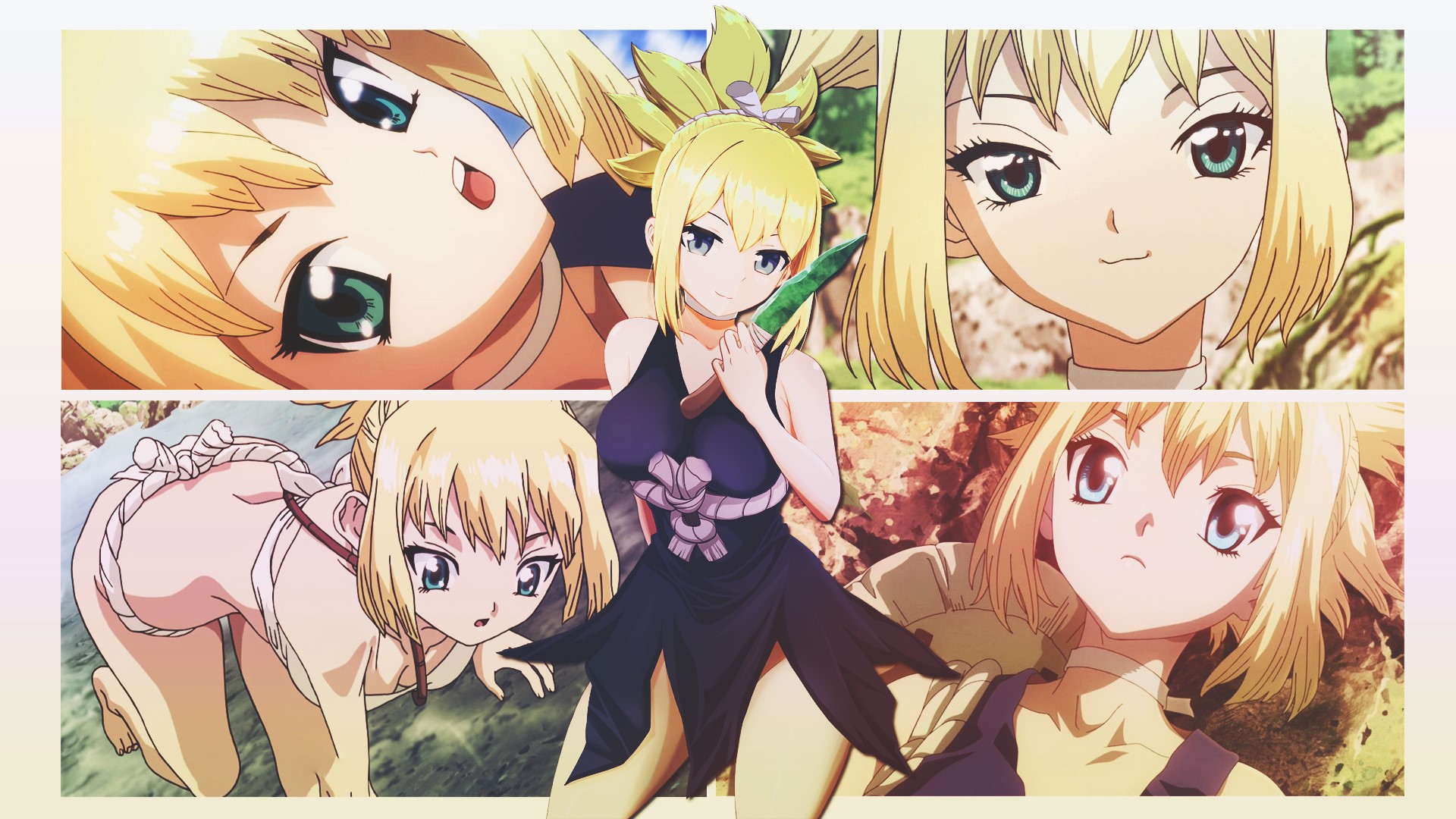 Kohaku from Dr. Stone collage HD Wallpaper