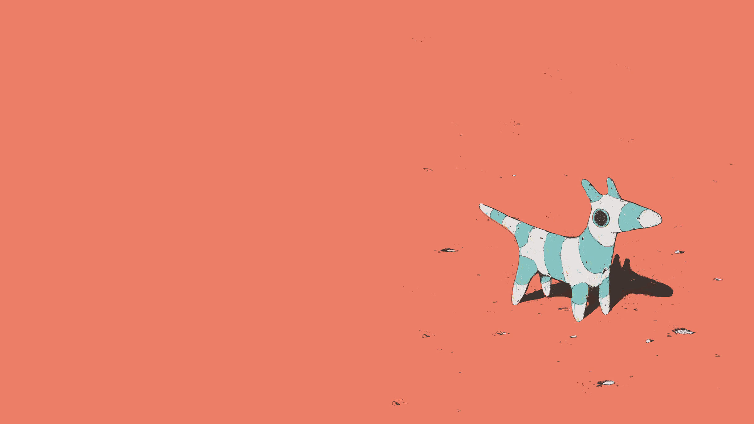 Striped stuffed animal on coral background HD Wallpaper
