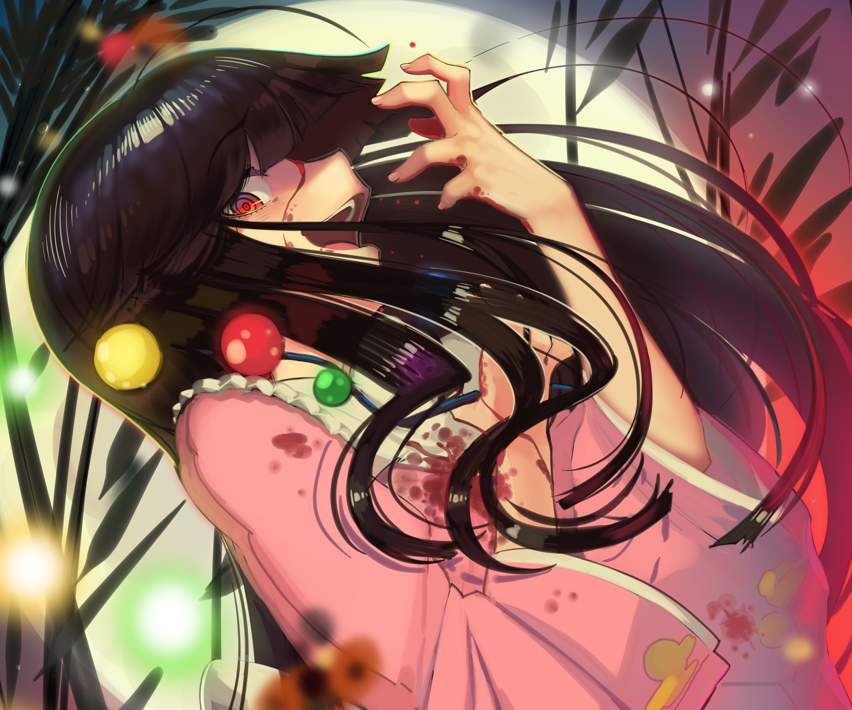 Kaguya Houraisan from Touhou with blood splatters HD Wallpaper