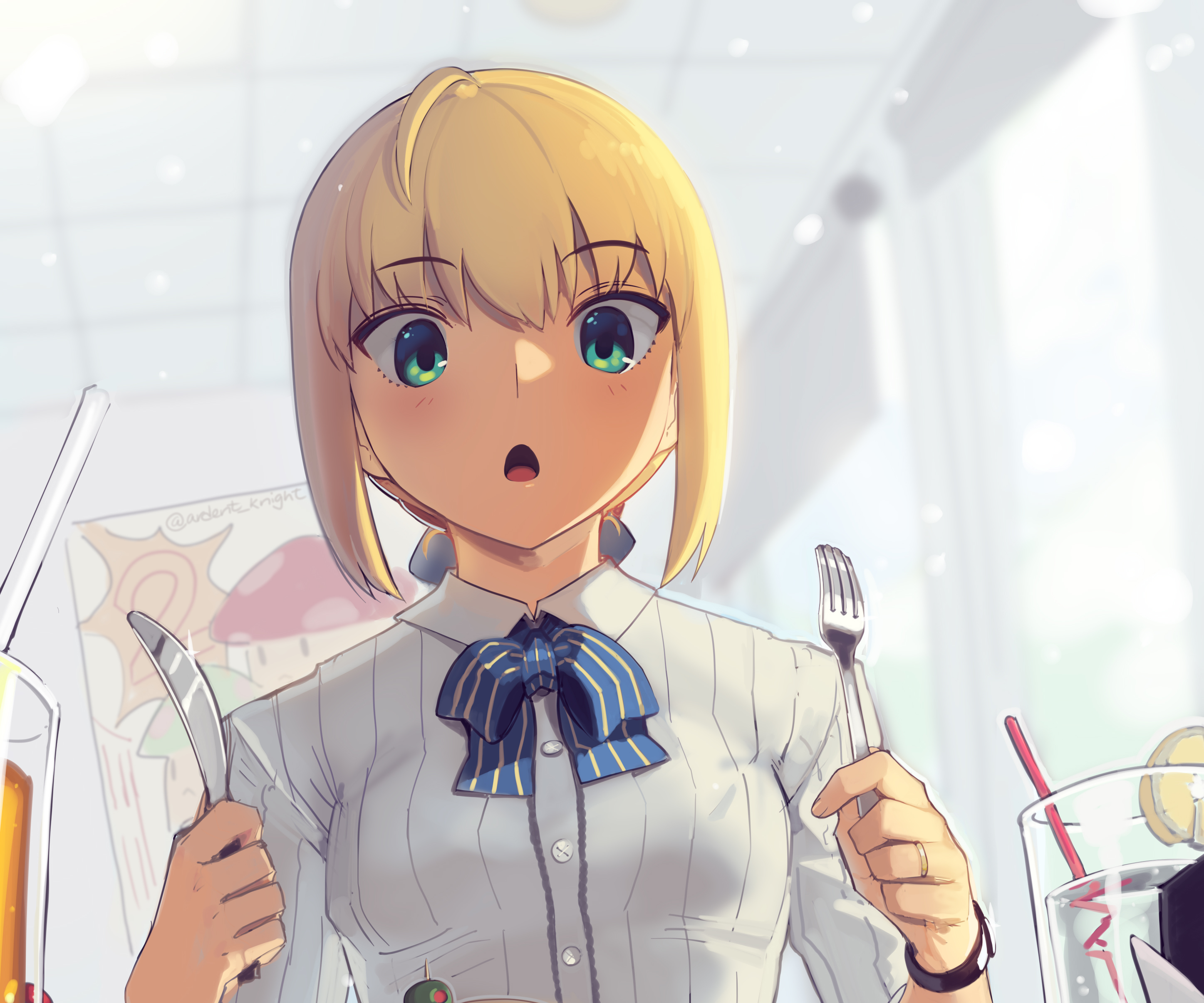 Saber from Fate/Stay Night with Green Eyes HD Wallpaper