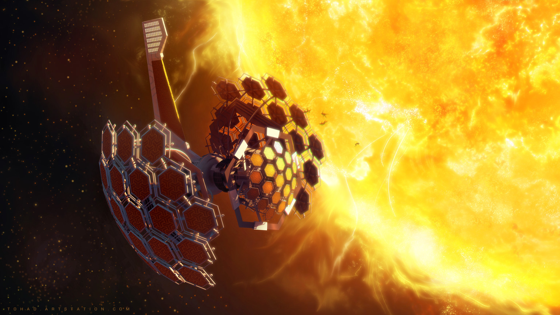 Space probe near the Sun HD Wallpaper