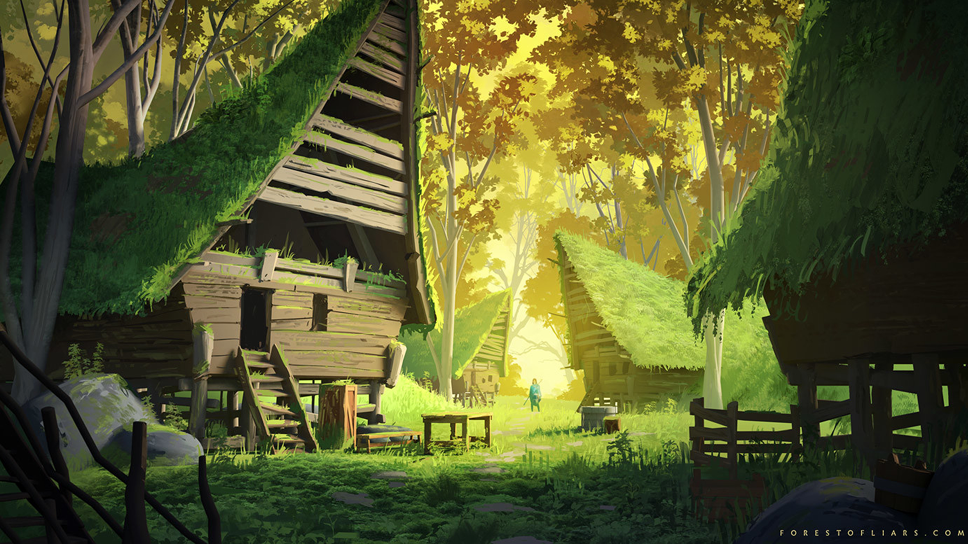 Village in a forest by Sylvain Sarrailh HD Wallpaper