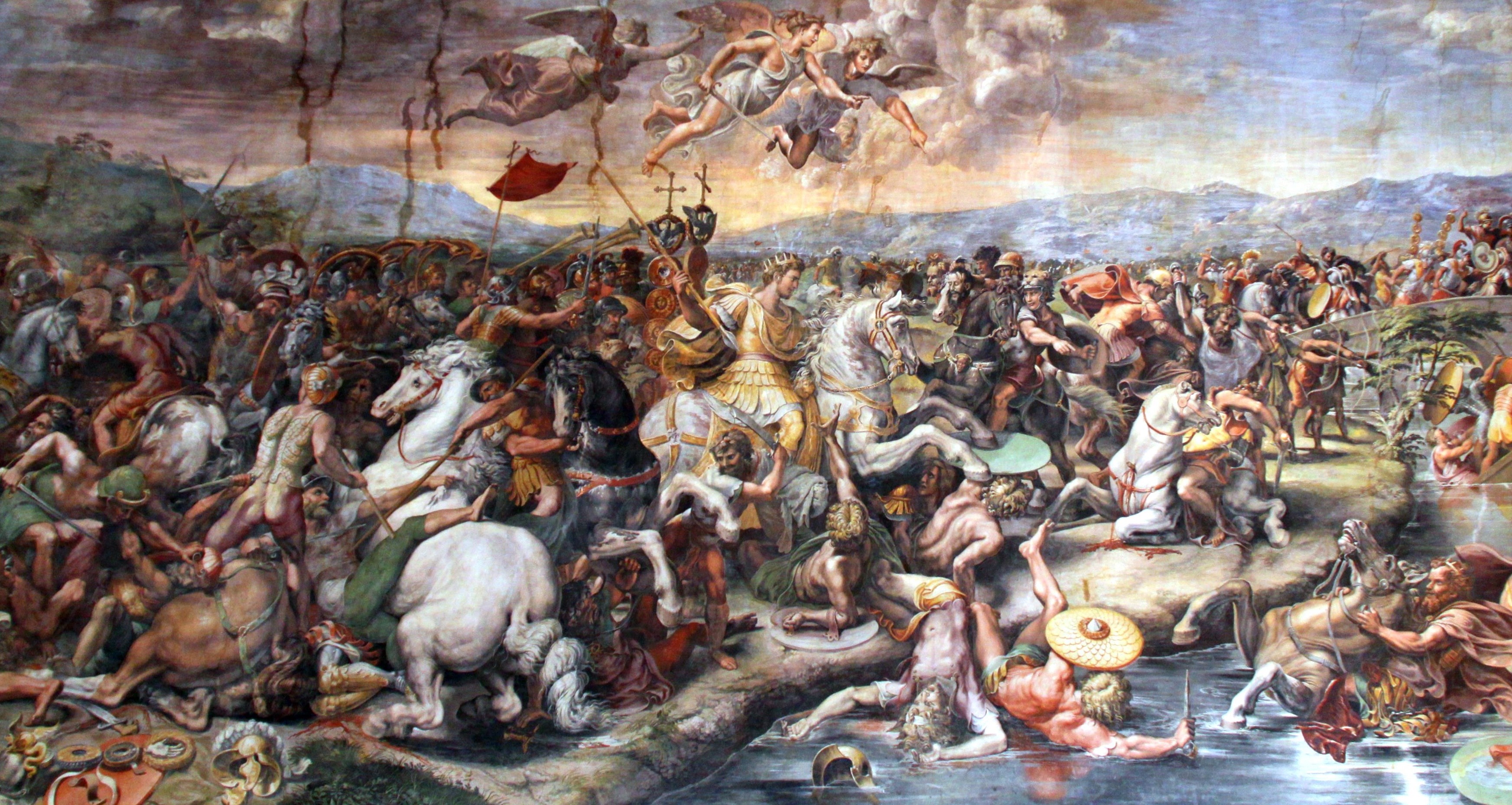 The Battle of the Milvian Bridge by Giulio Romano HD Wallpaper