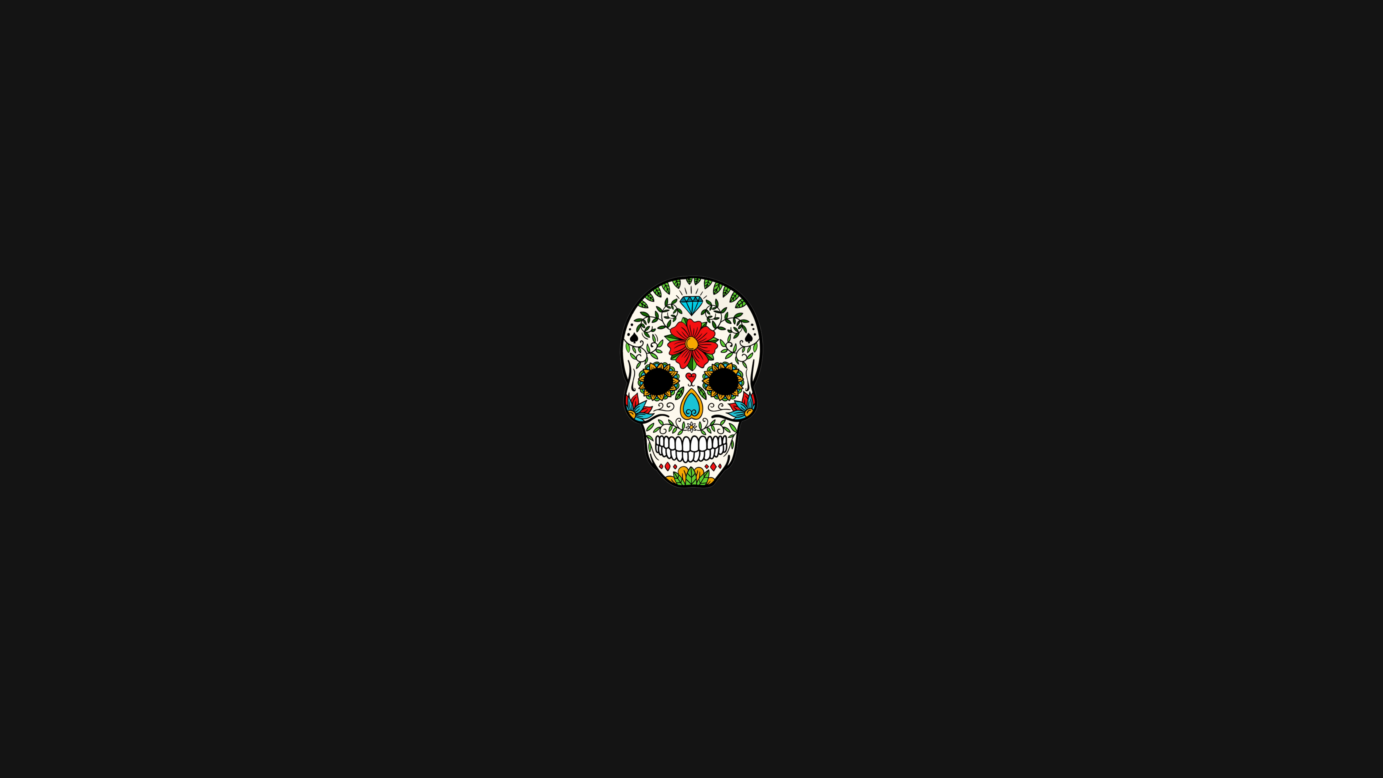 4K minimalist sugar skull HD Wallpaper