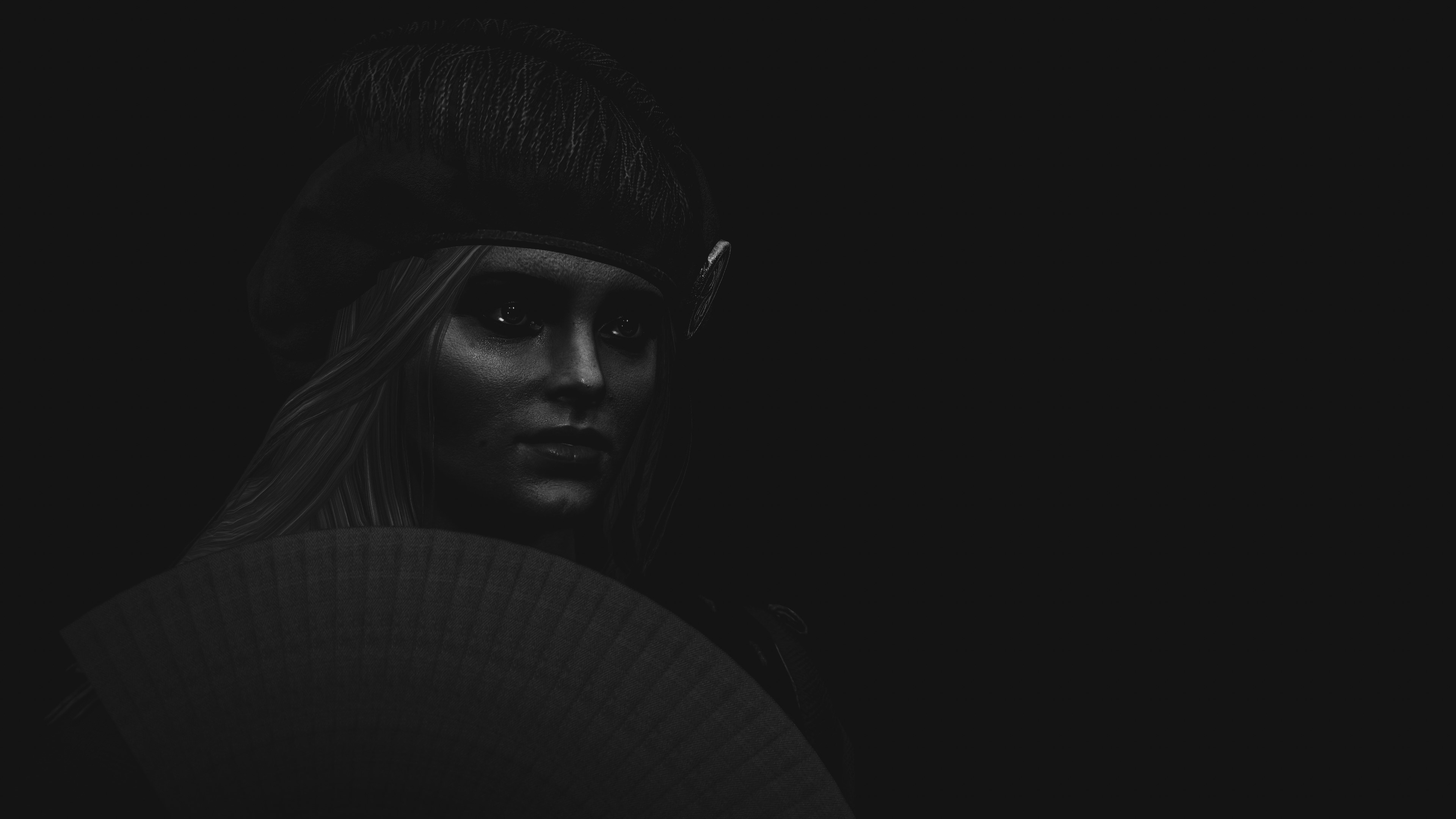 Monochrome portrait of a fantasy girl from The Witcher 3 HD Wallpaper