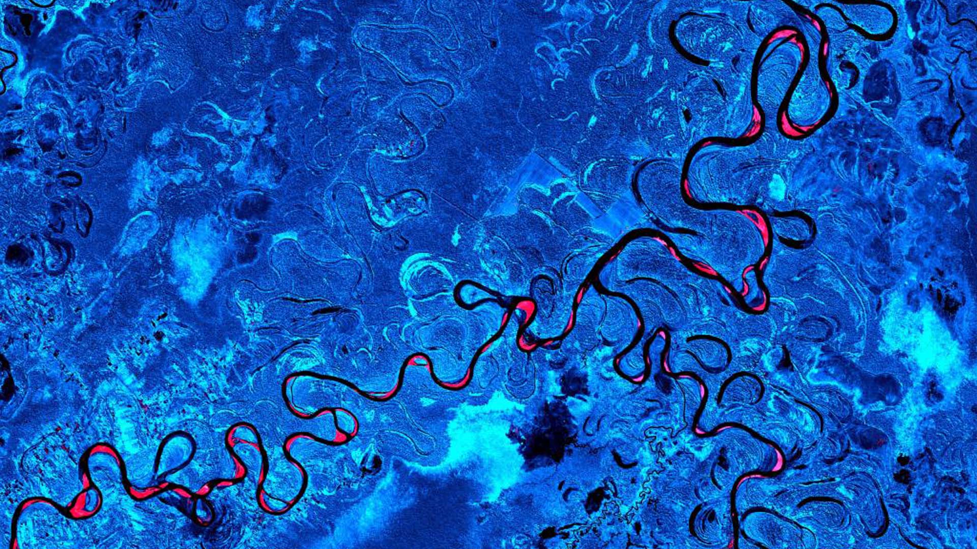 Abstract Blue River Patterns HD Wallpaper