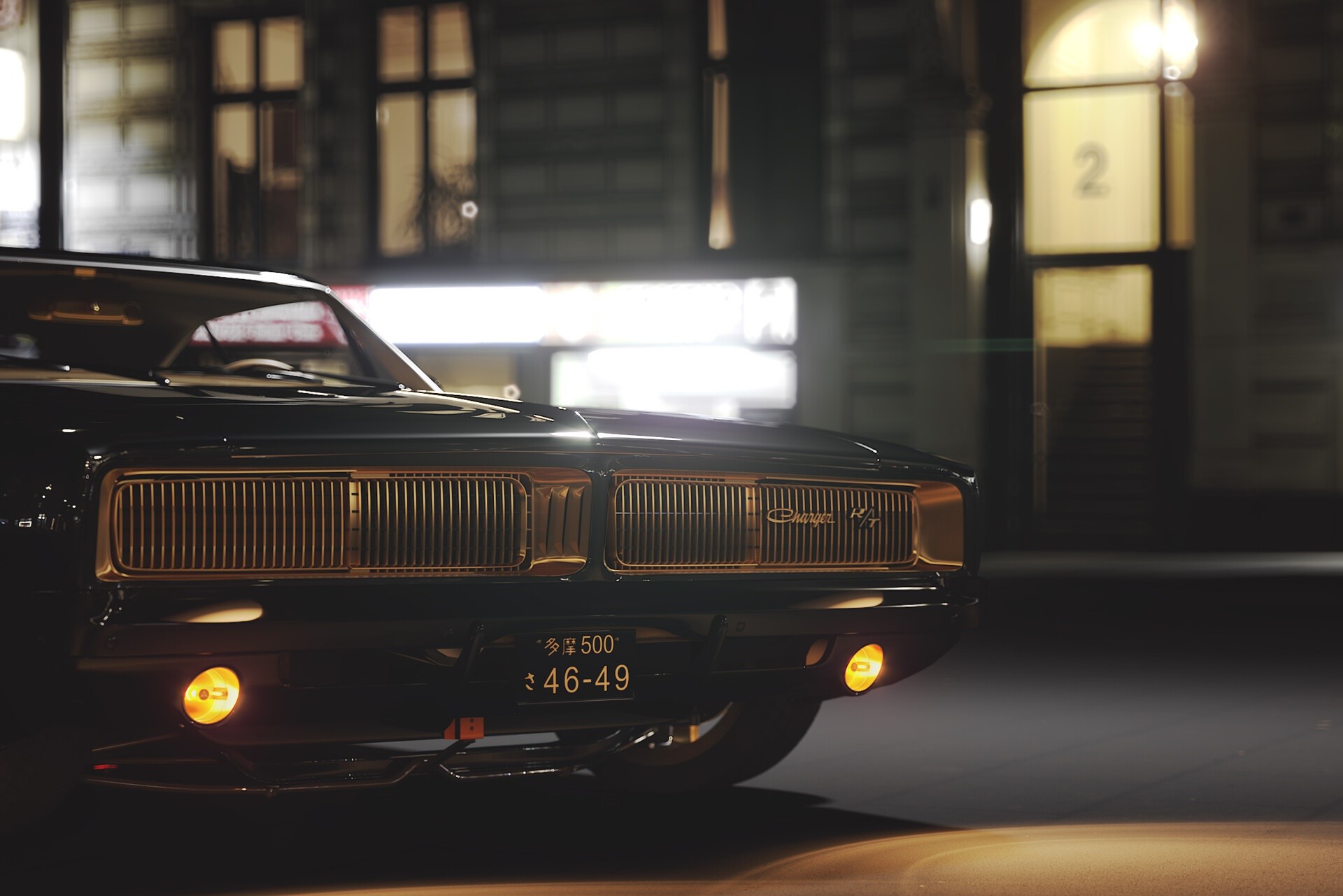 Black Dodge Charger R/T car at night HD Wallpaper