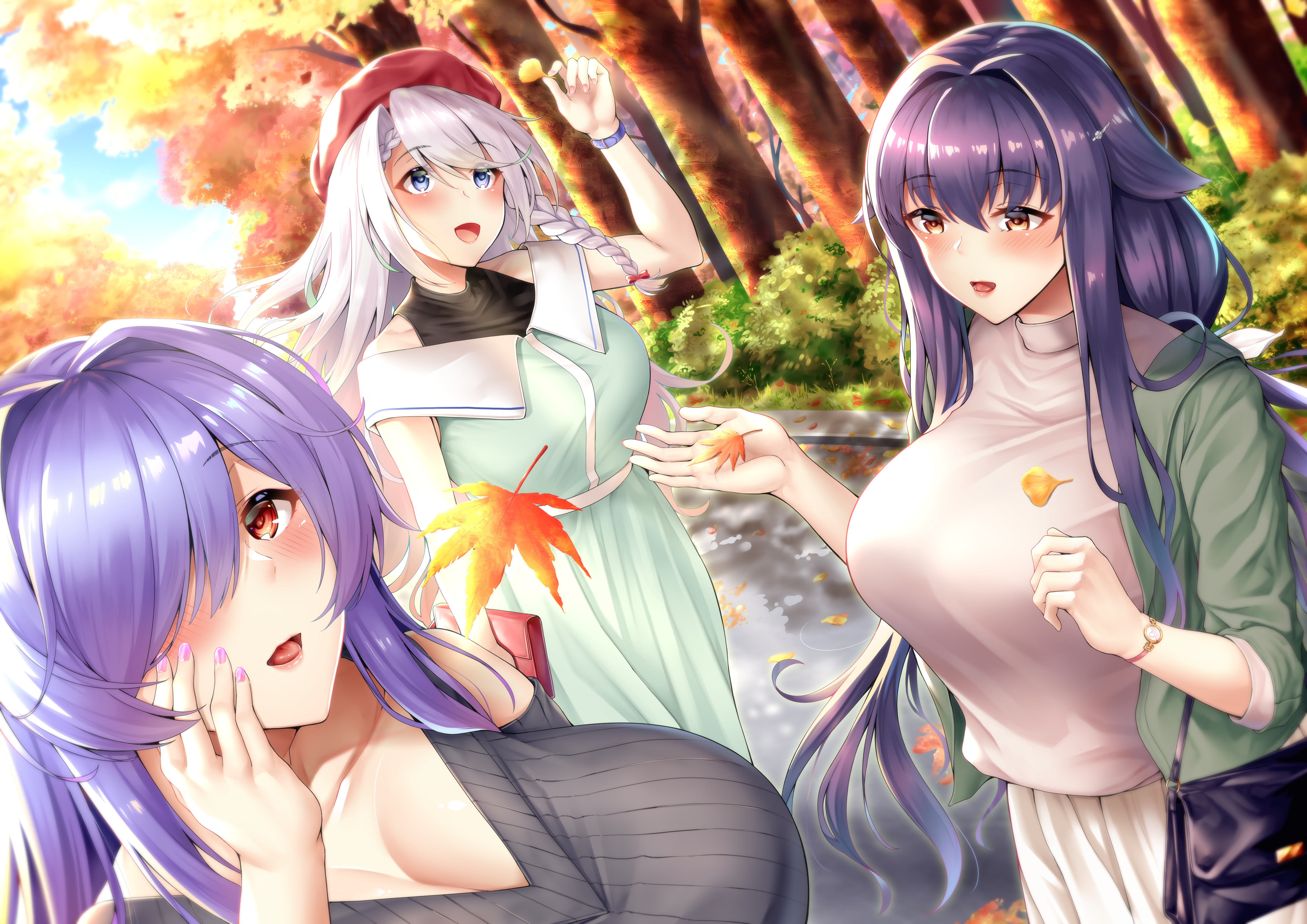 Azuma from Azur Lane in autumn park HD Wallpaper